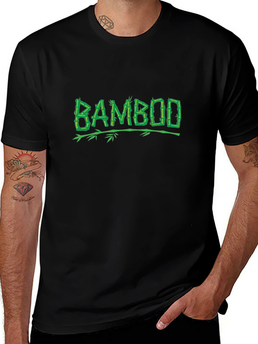 Bamboo Graphic Print Black T-Shirt