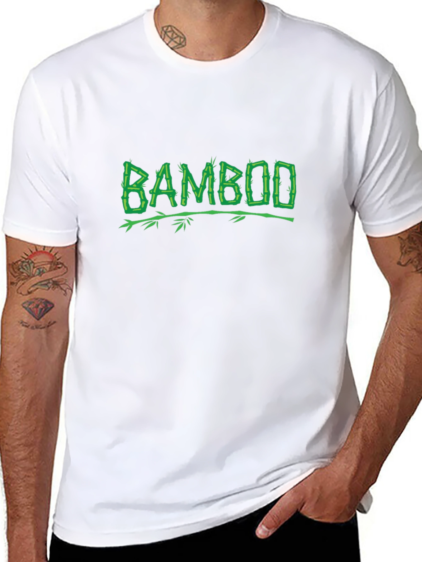 Bamboo Graphic Print Black T-Shirt