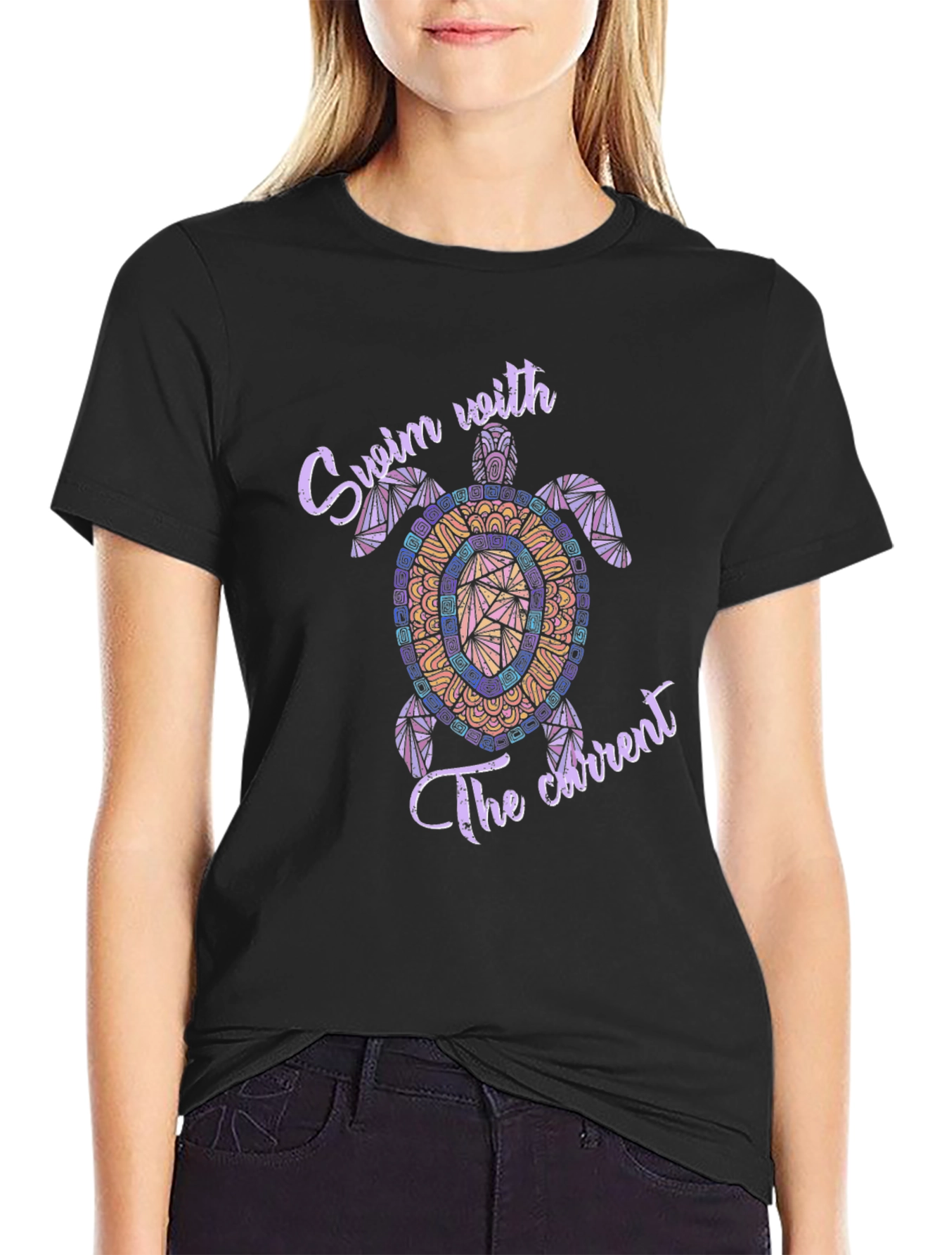 Swim with the Current Turtle T-Shirt