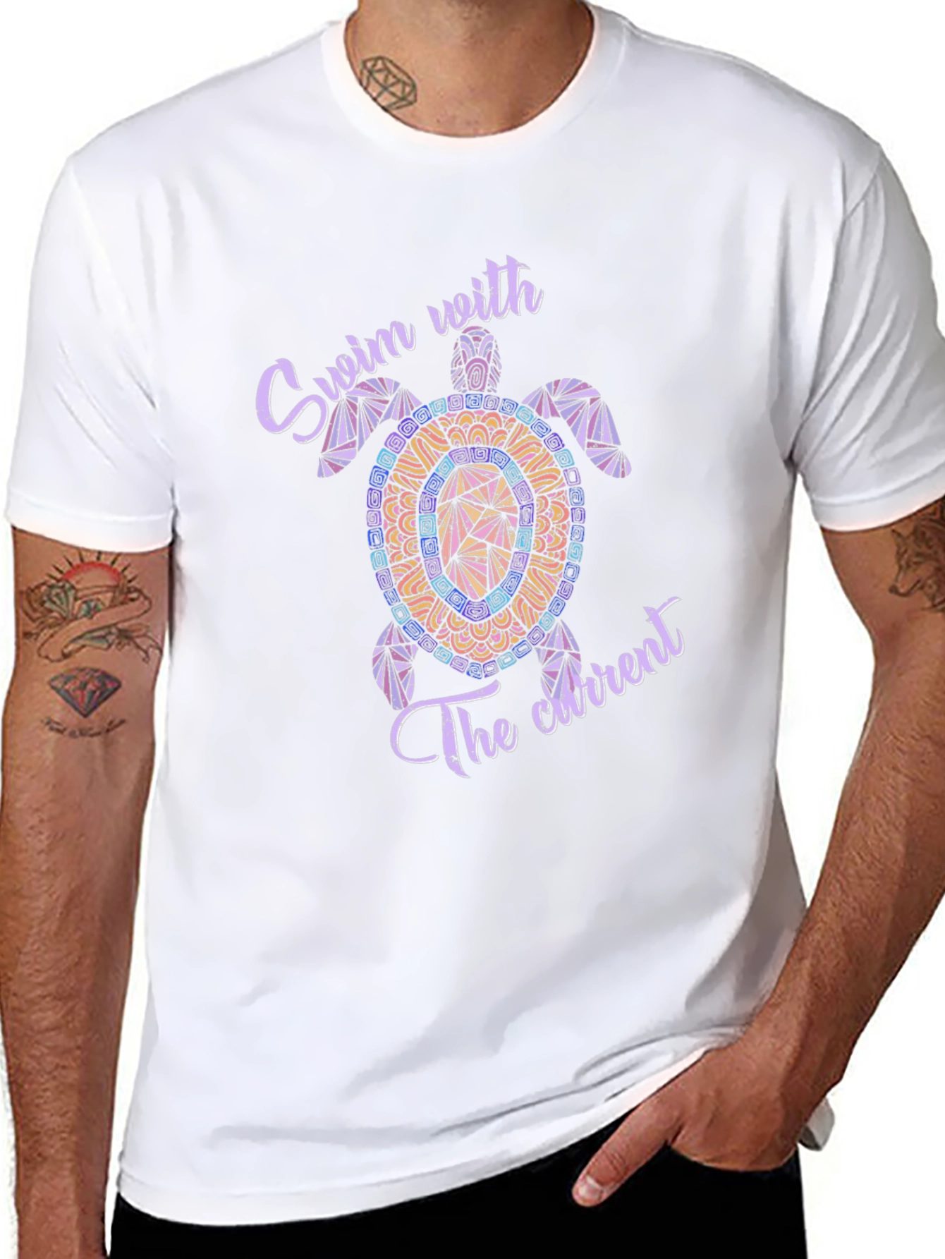Swim with the Current Turtle T-Shirt
