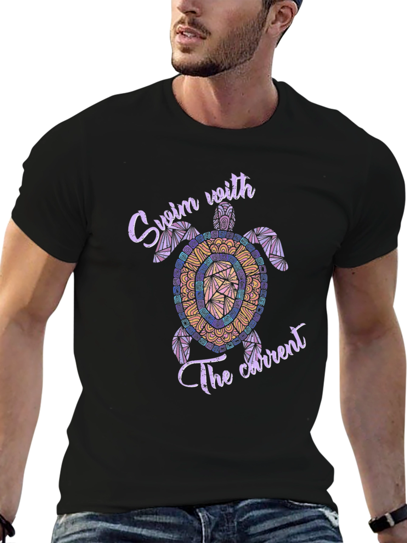 Swim with the Current Turtle T-Shirt