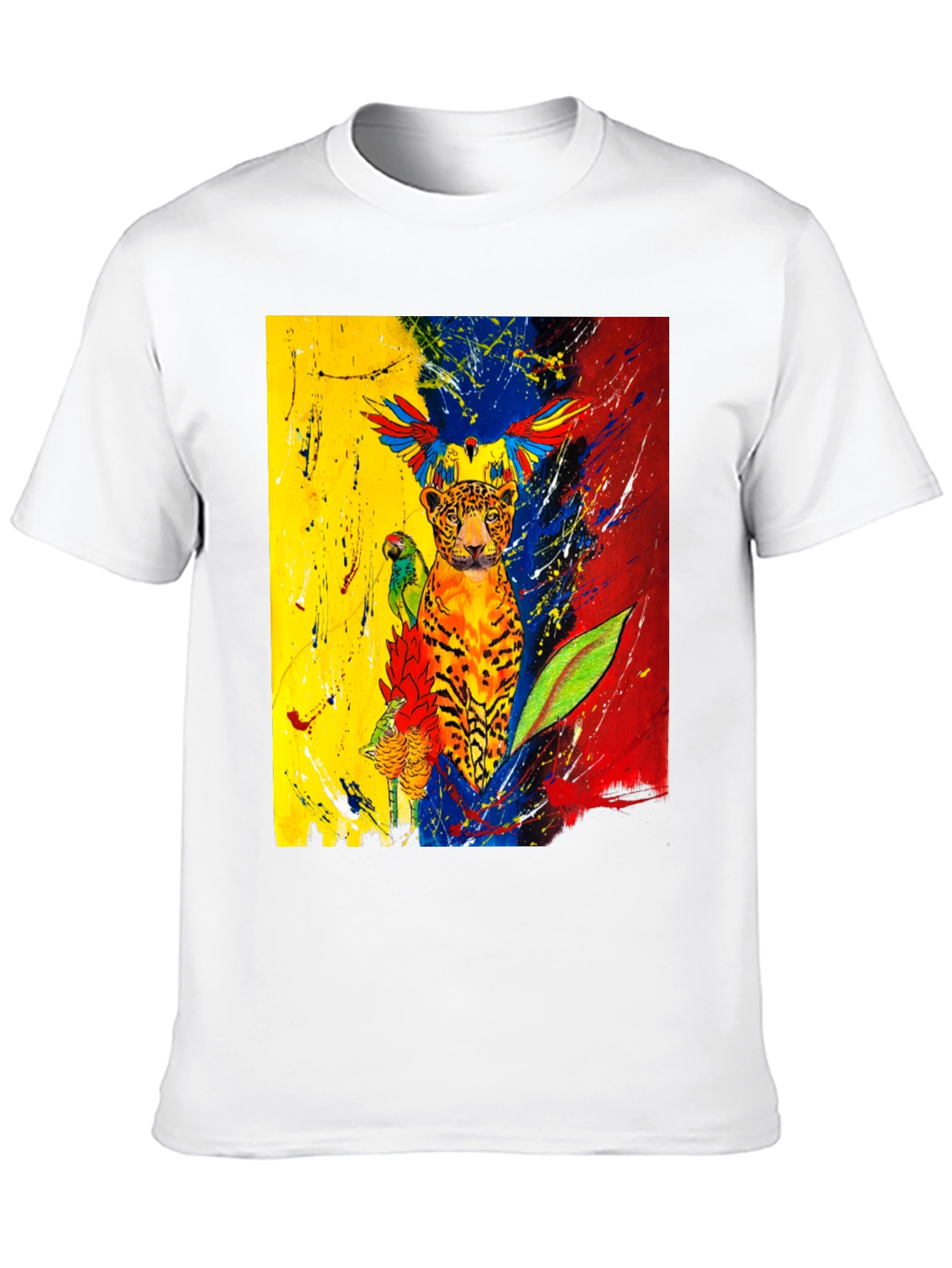 Vibrant Wildlife Art T-Shirt - Black