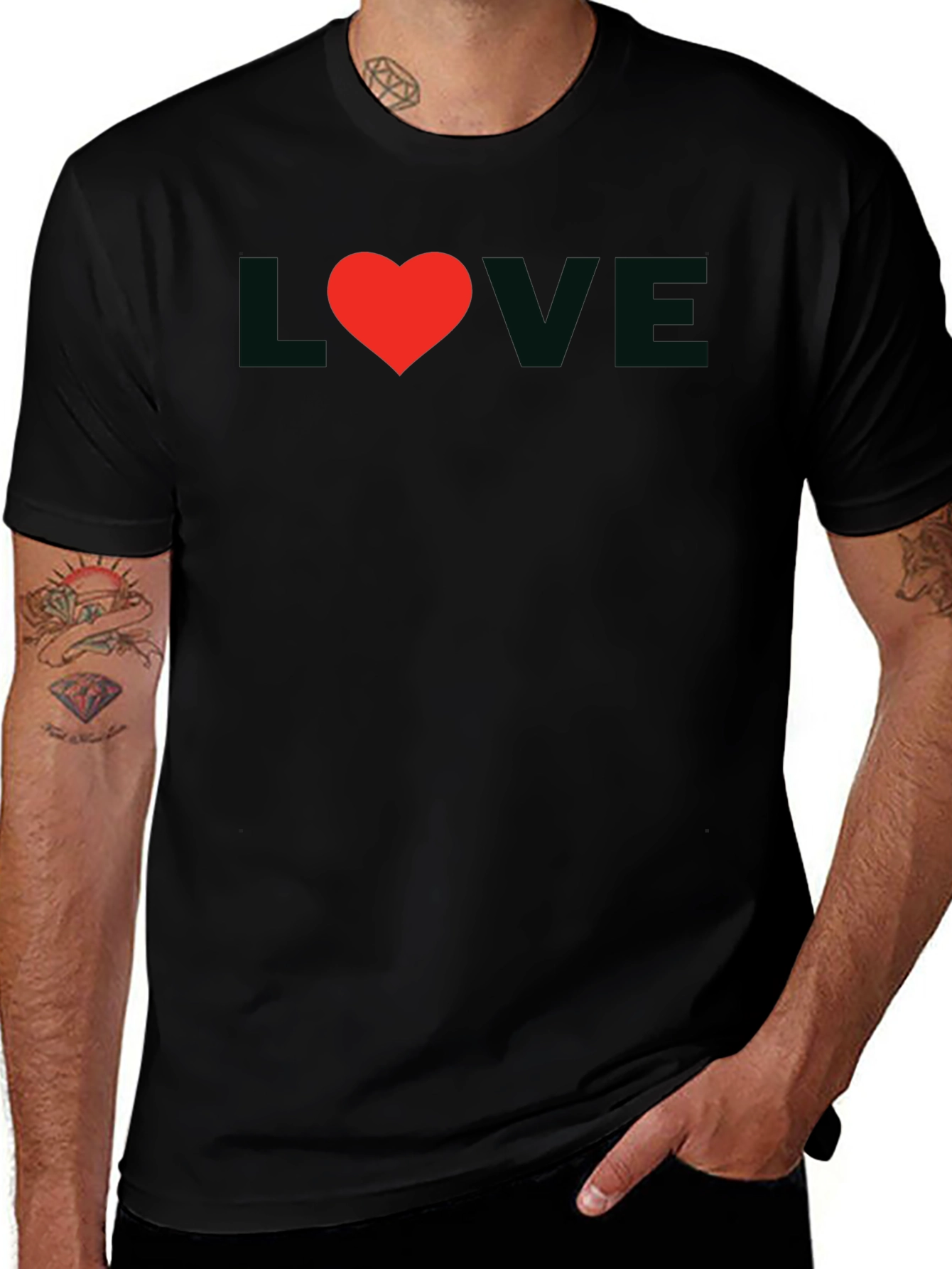 Love Heart Black T-Shirt