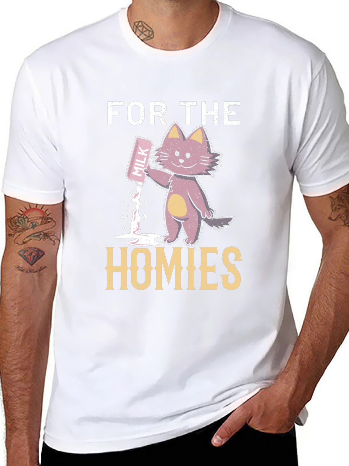 For The Homies Milk Cat Graphic T-Shirt
