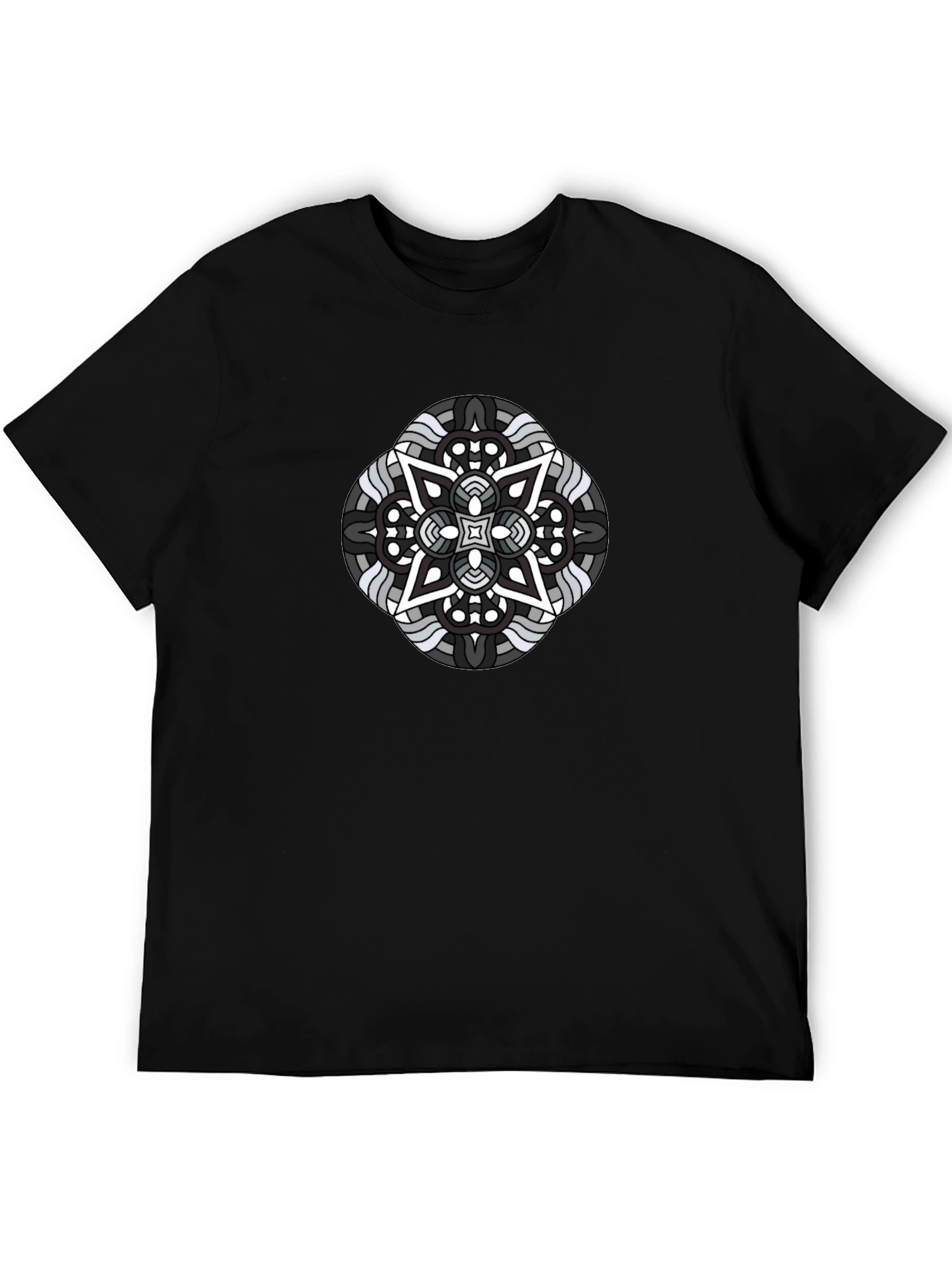 Geometric Mandala Graphic Black T-Shirt