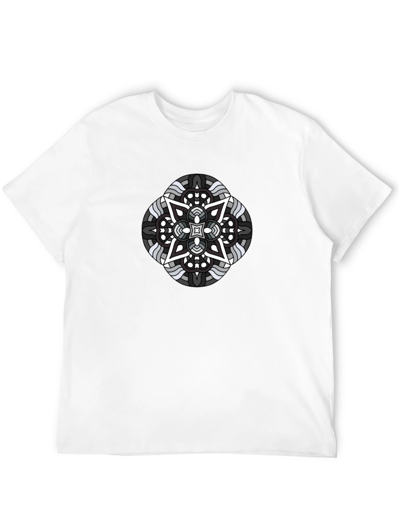 Geometric Mandala Graphic Black T-Shirt