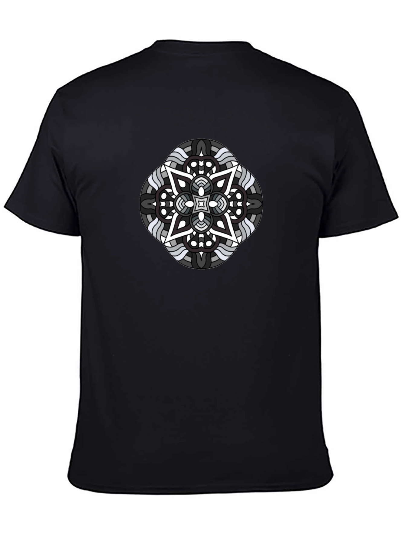 Geometric Mandala Graphic Black T-Shirt