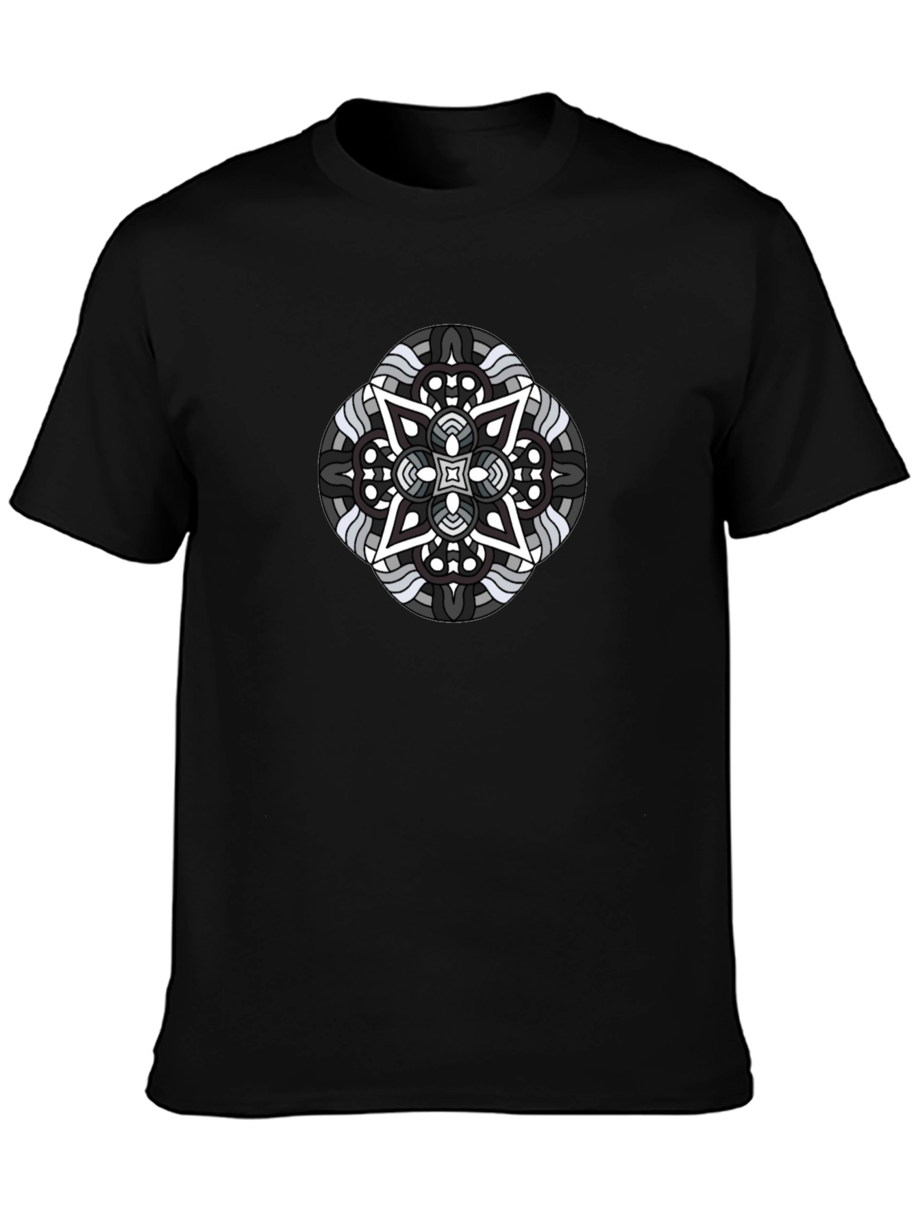 Geometric Mandala Graphic Black T-Shirt