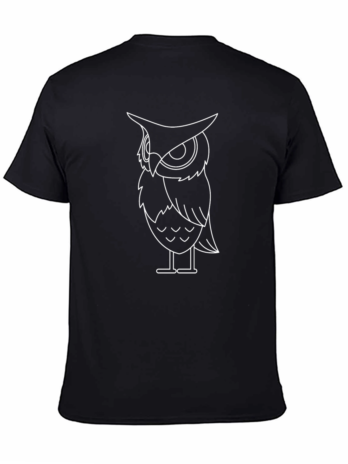 Mens Black Owl Outline Graphic Tee