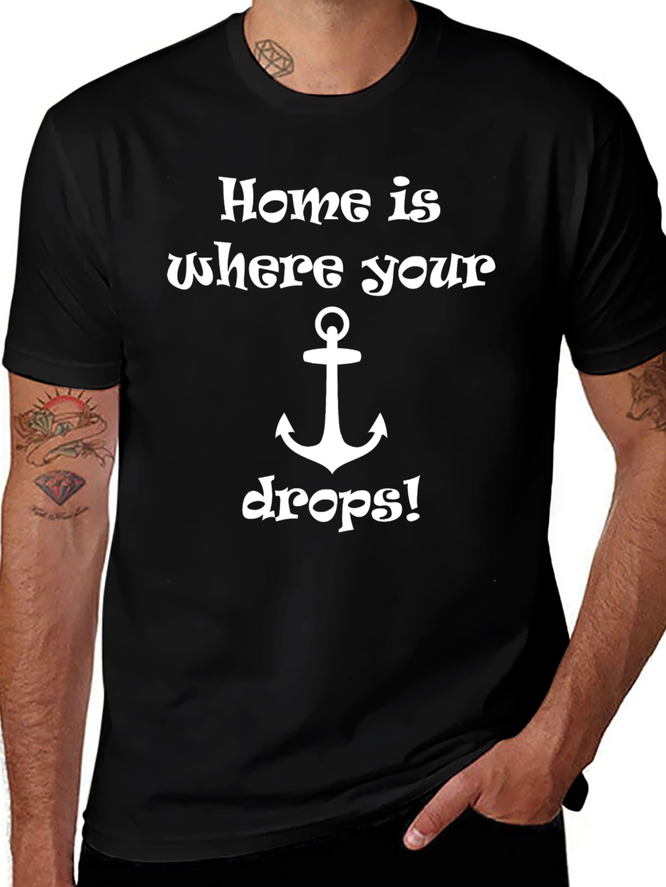 Nautical Anchor Home Black T-Shirt