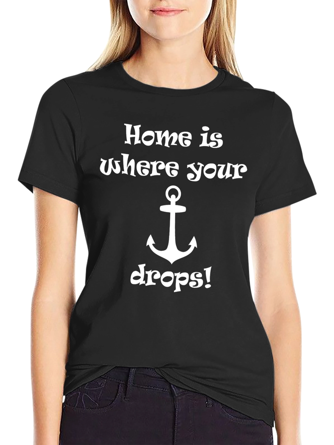 Nautical Anchor Home Black T-Shirt