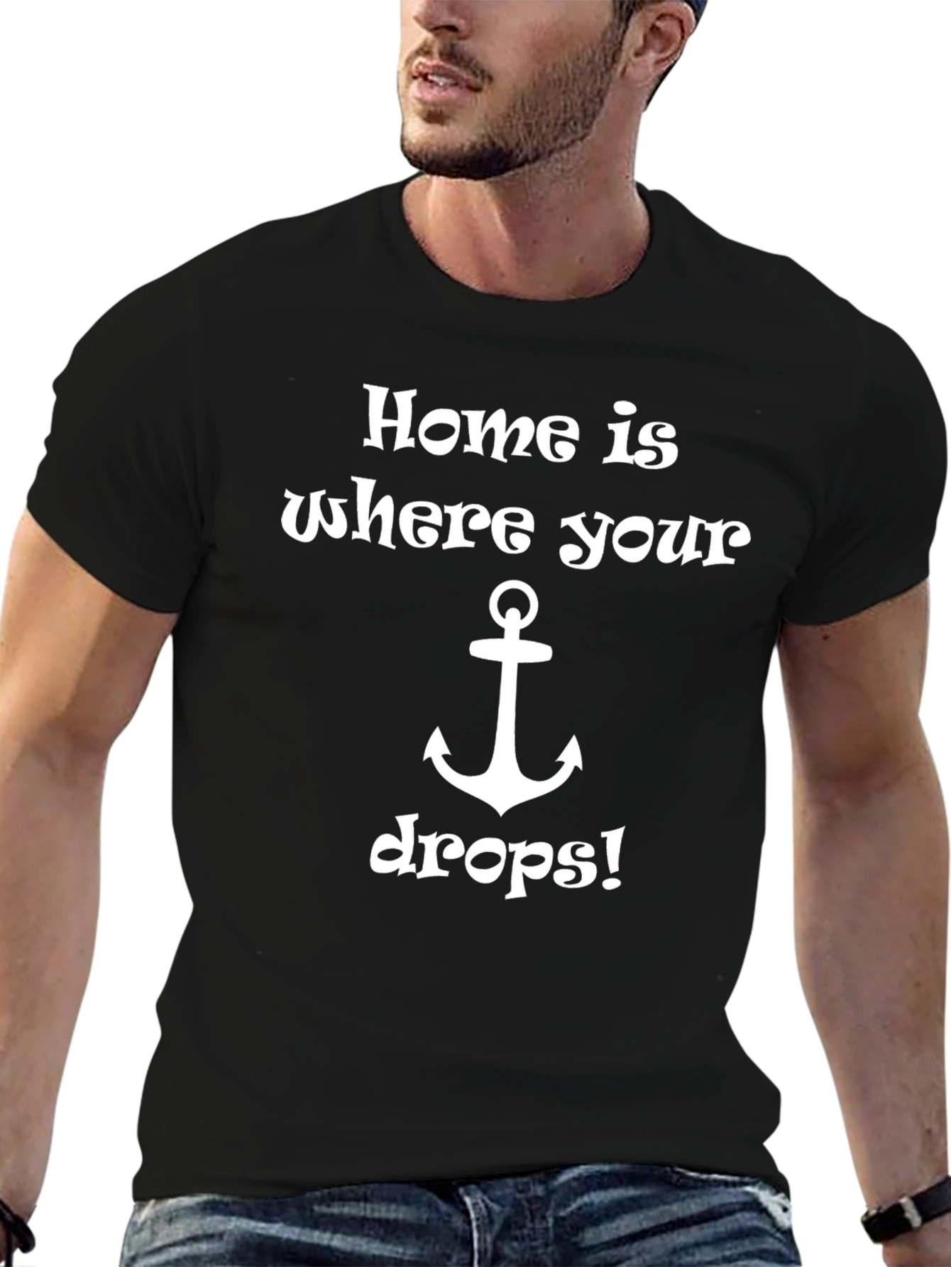 Nautical Anchor Home Black T-Shirt