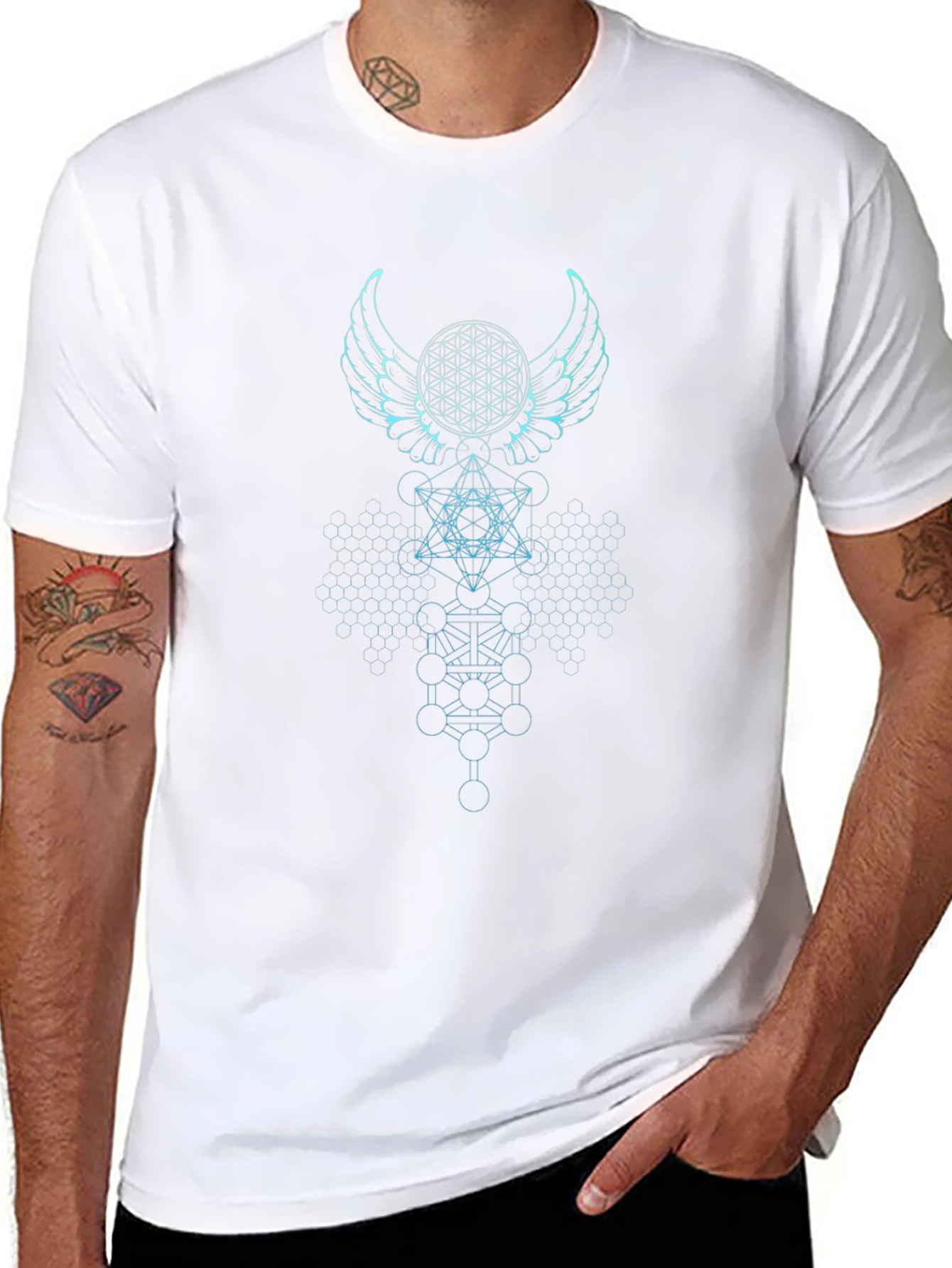 Geometric Print T-Shirt - Mystical Design