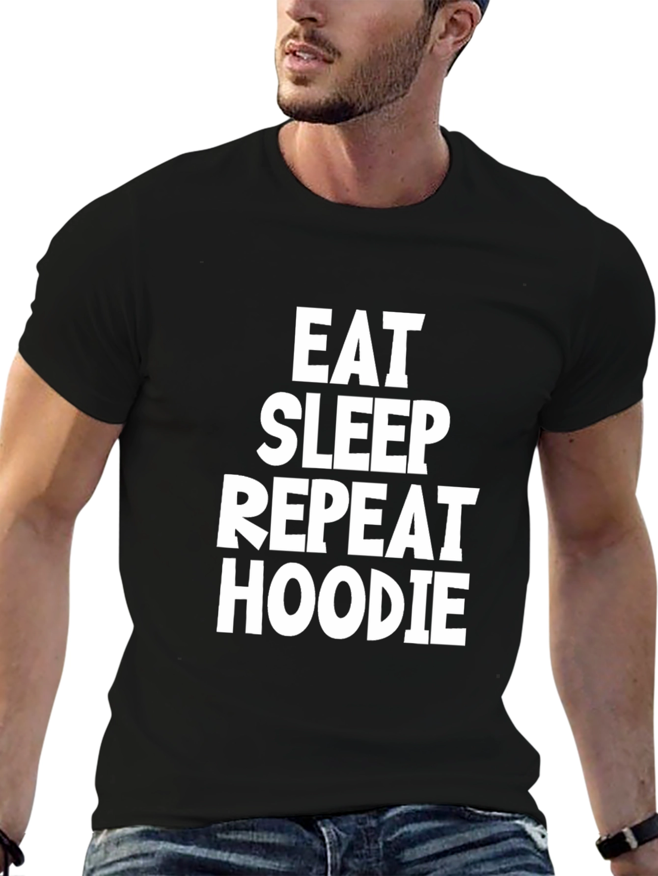 Eat Sleep Repeat Hoodie T-Shirt - Black