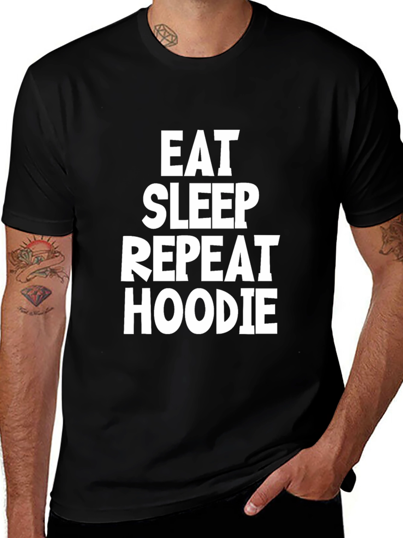 Eat Sleep Repeat Hoodie T-Shirt - Black