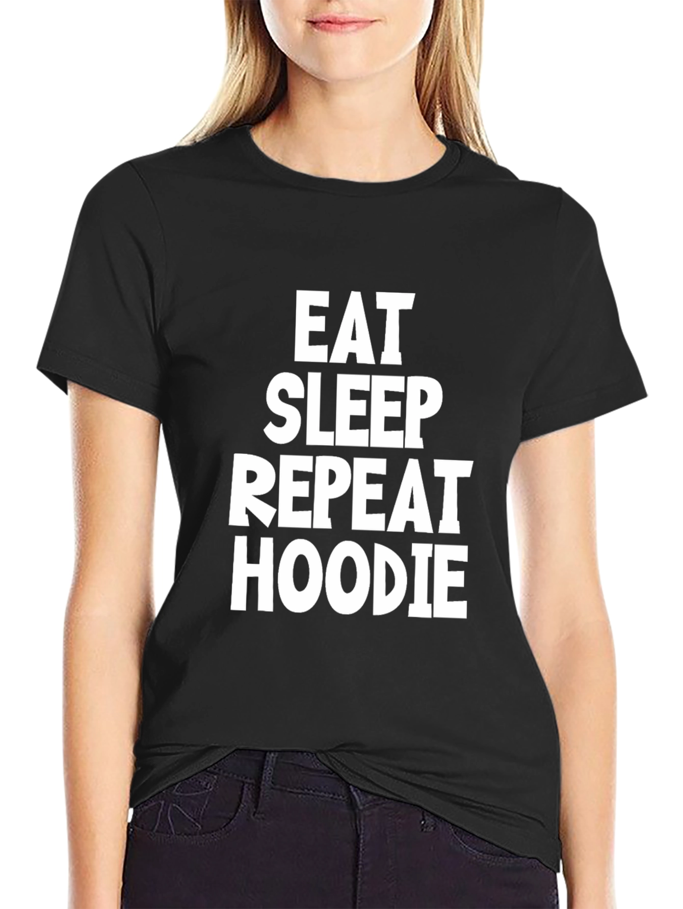 Eat Sleep Repeat Hoodie T-Shirt - Black