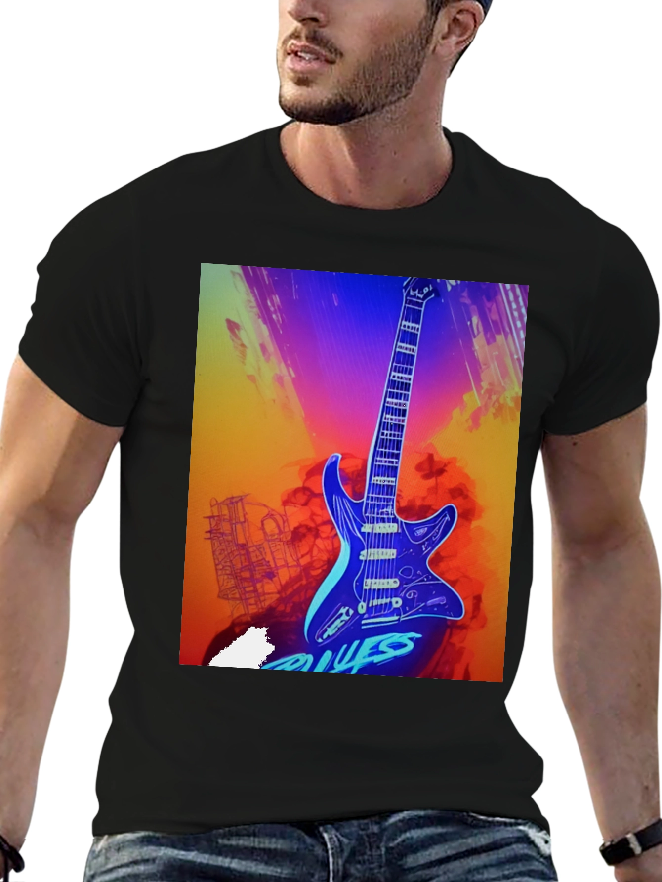 Blues Guitar Graphic Tee - Cool Music T-Shirt