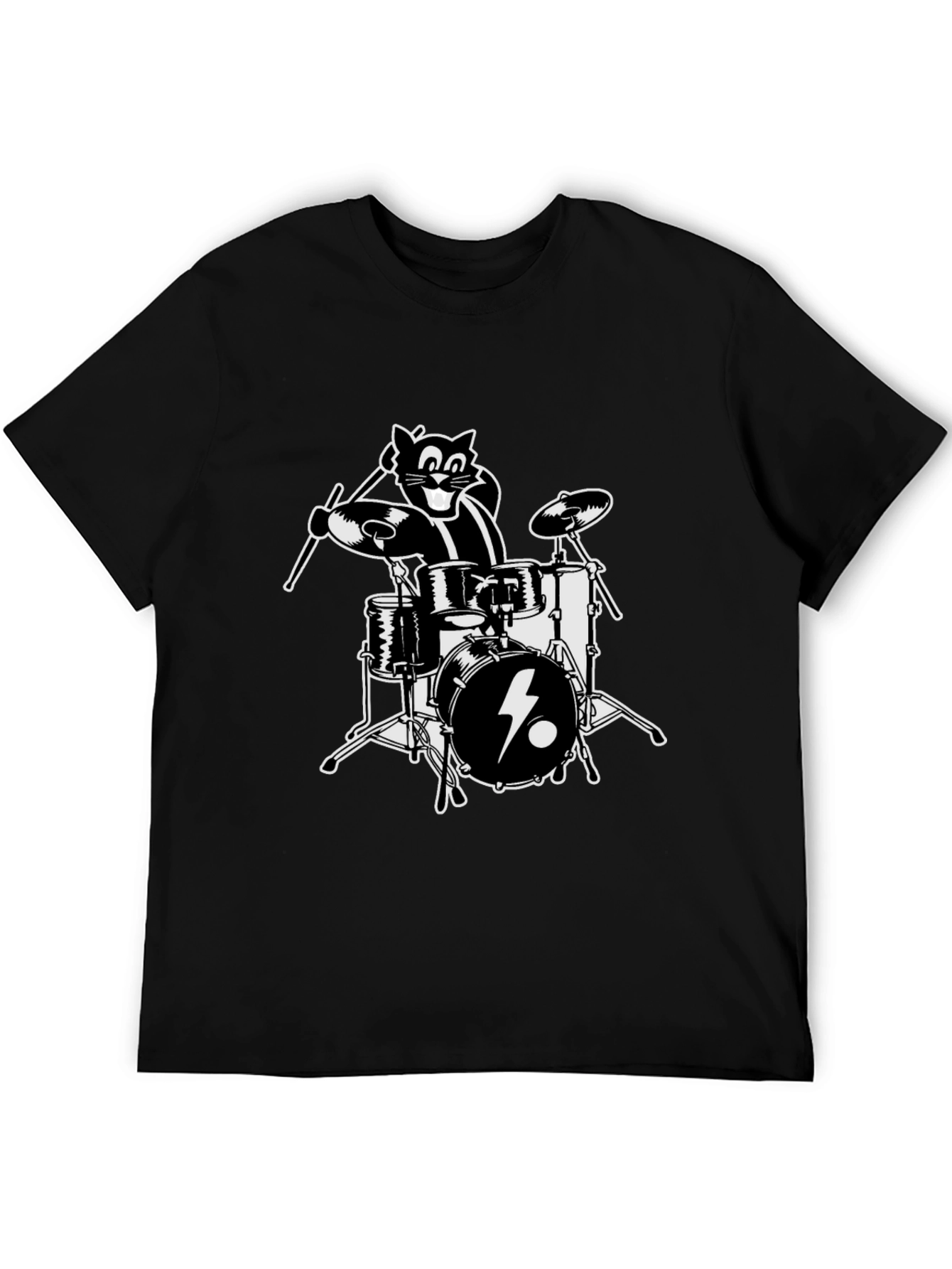 Cool Cat Drummer Graphic T-Shirt
