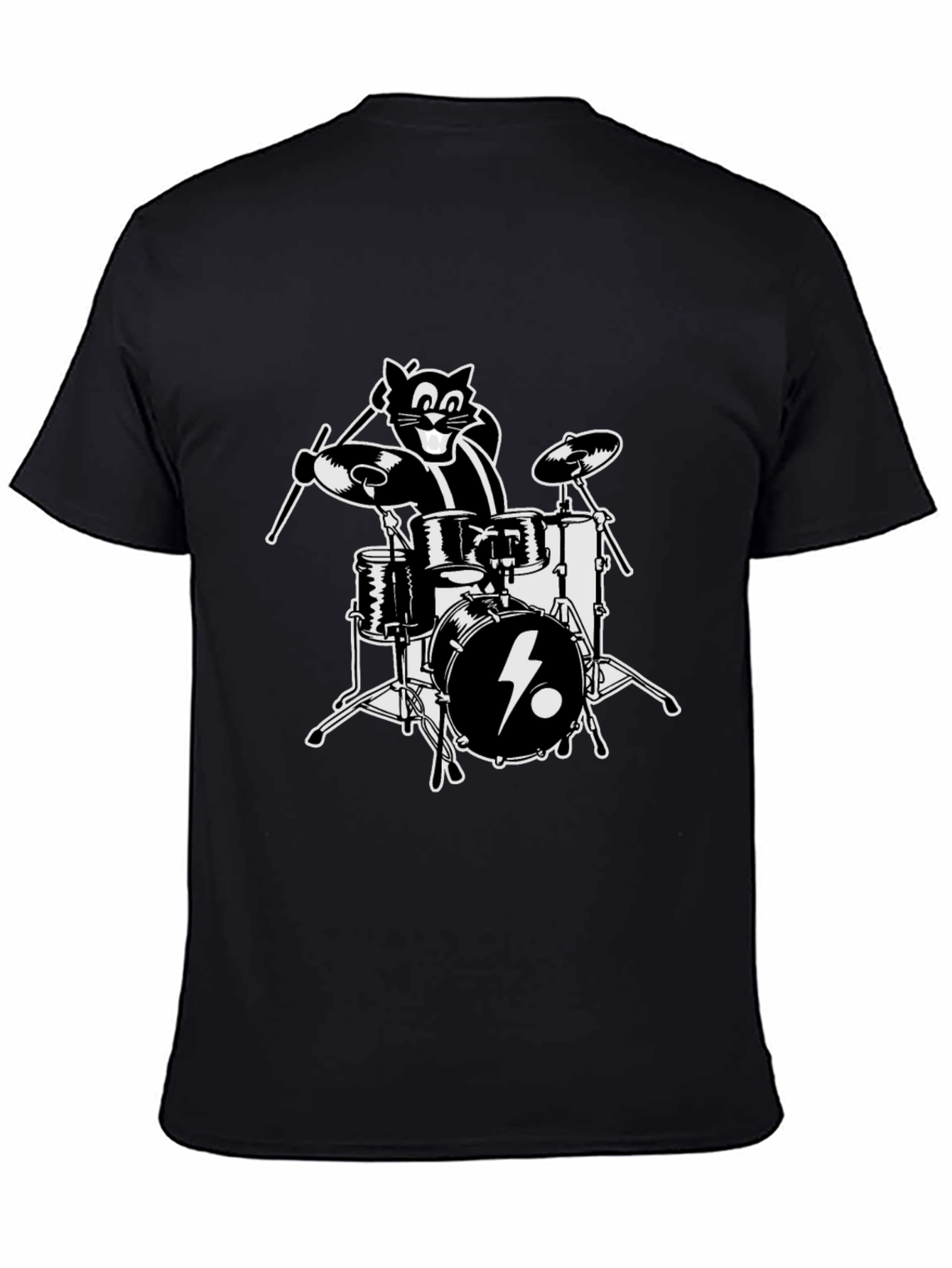 Cool Cat Drummer Graphic T-Shirt