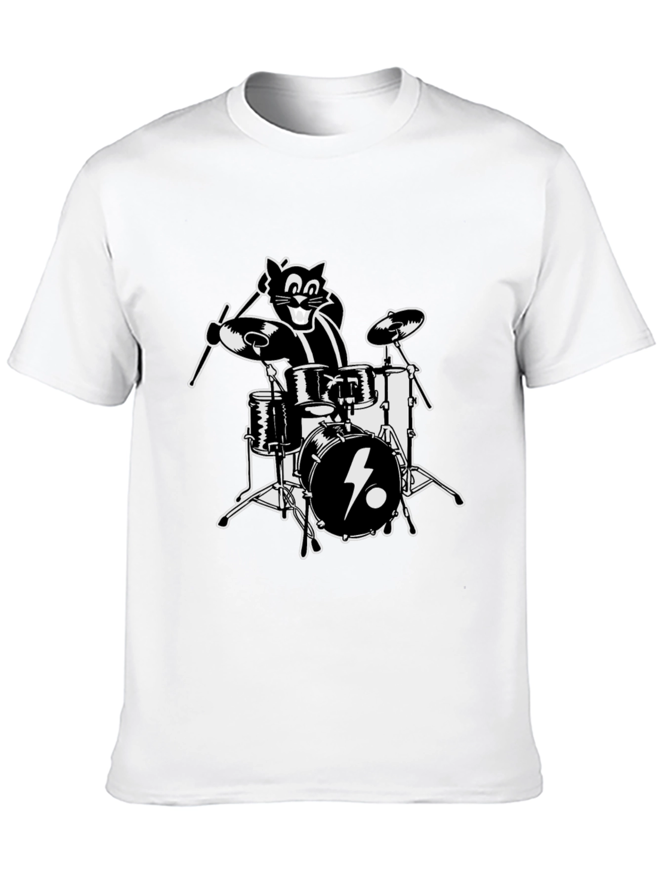 Cool Cat Drummer Graphic T-Shirt