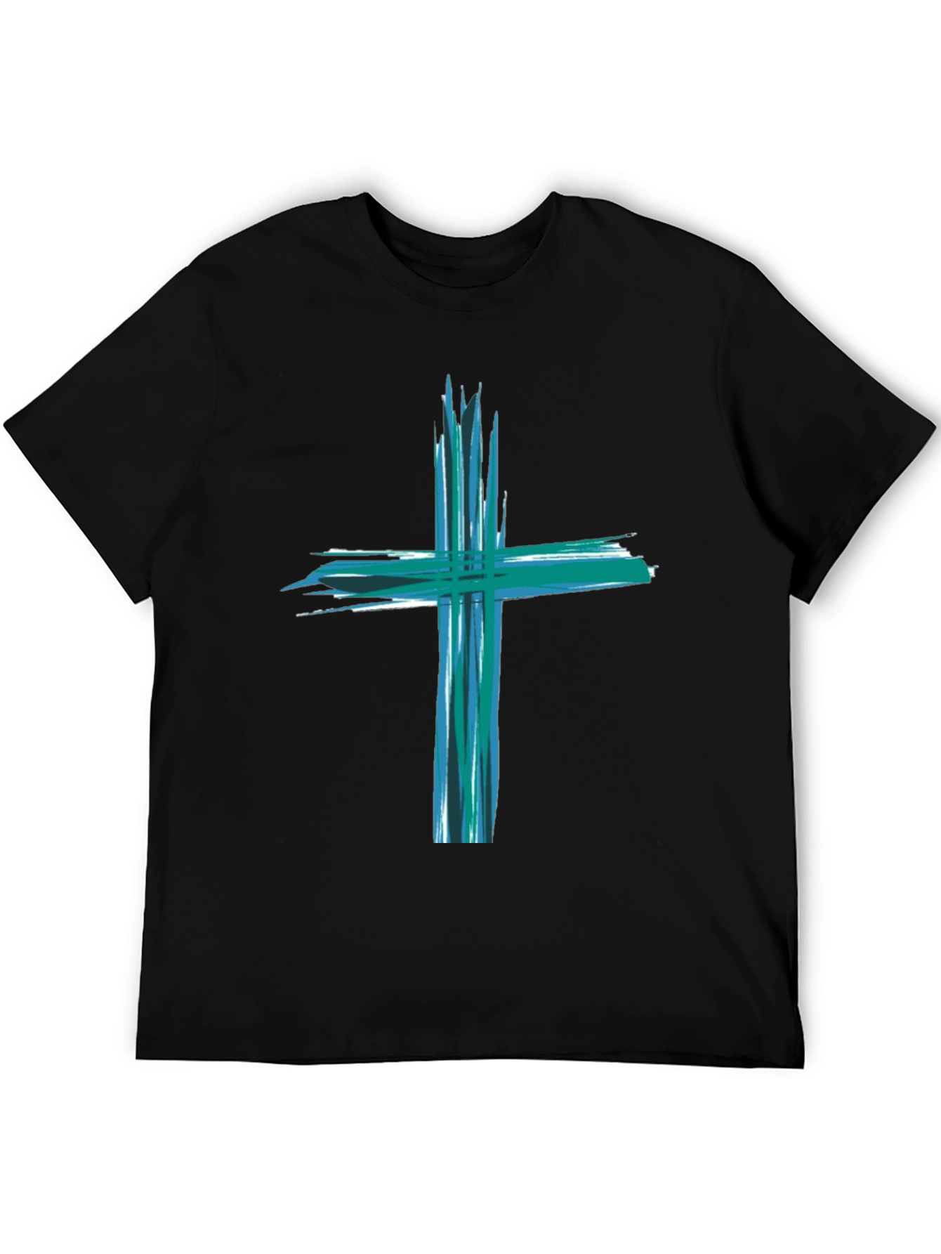Abstract Cross Graphic Black T-Shirt