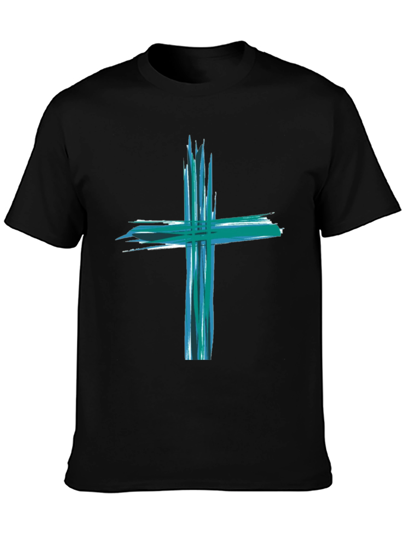 Abstract Cross Graphic Black T-Shirt