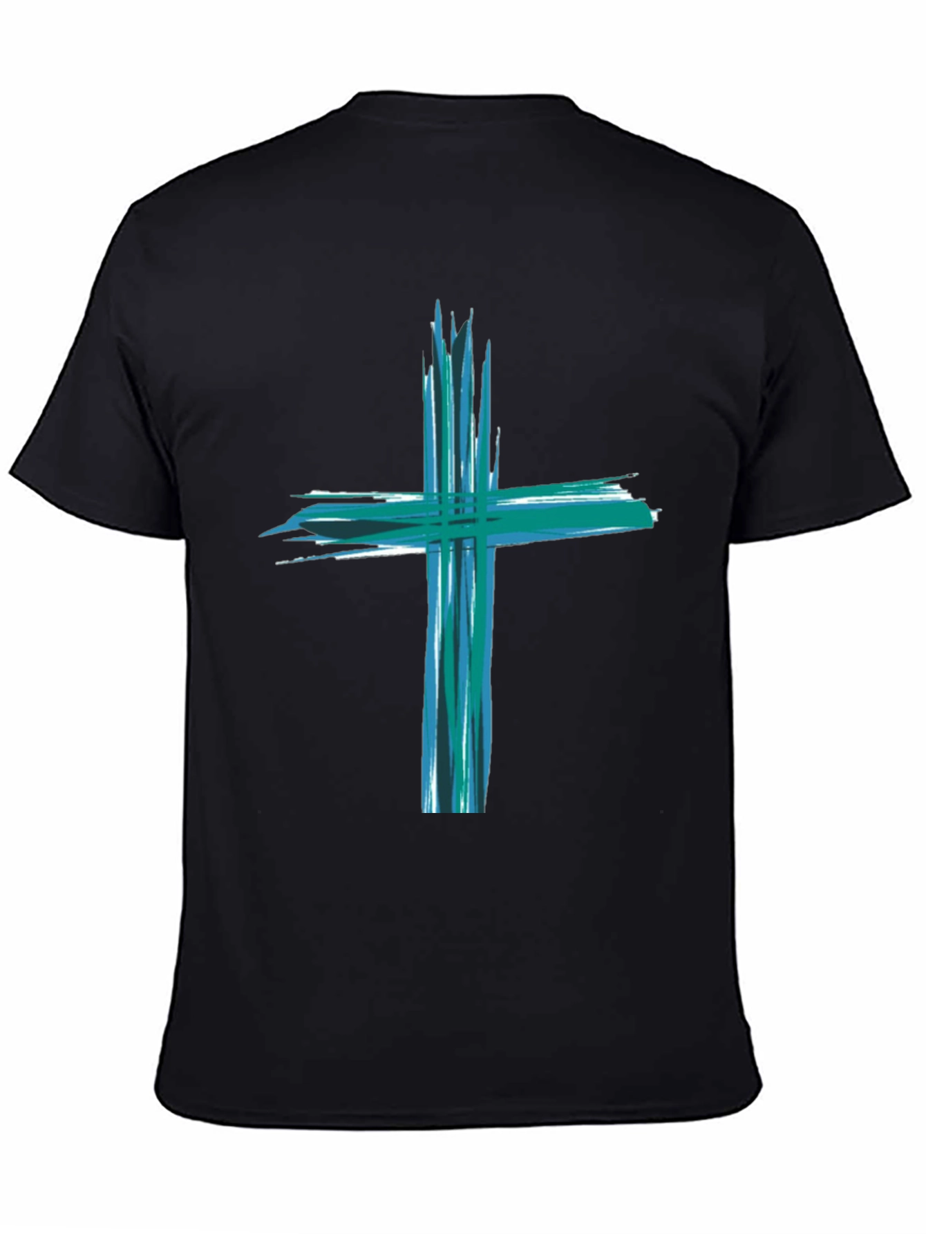Abstract Cross Graphic Black T-Shirt