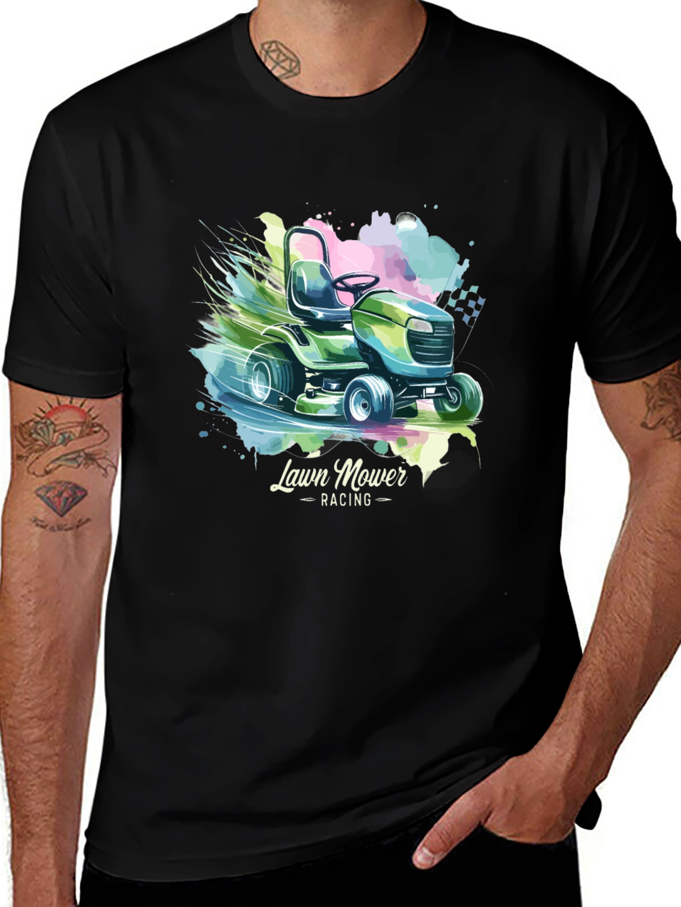 Lawn Mower Racing Graphic Tee