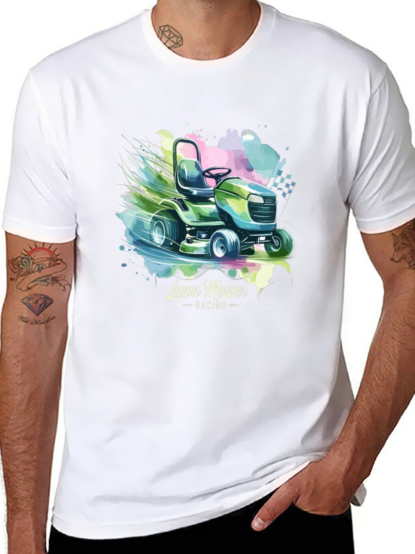 Lawn Mower Racing Graphic Tee