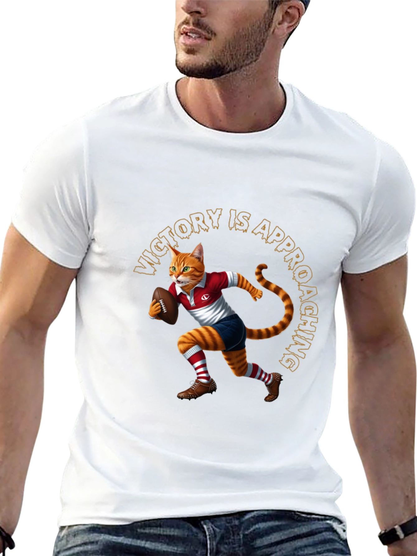Rugby Cat Graphic Tee - Victory is Approaching