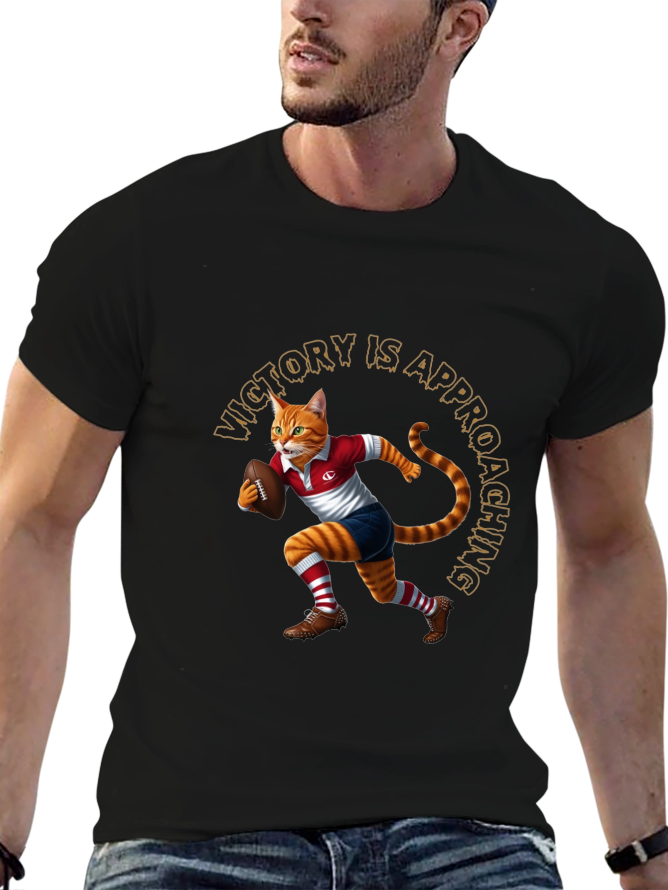 Rugby Cat Graphic Tee - Victory is Approaching