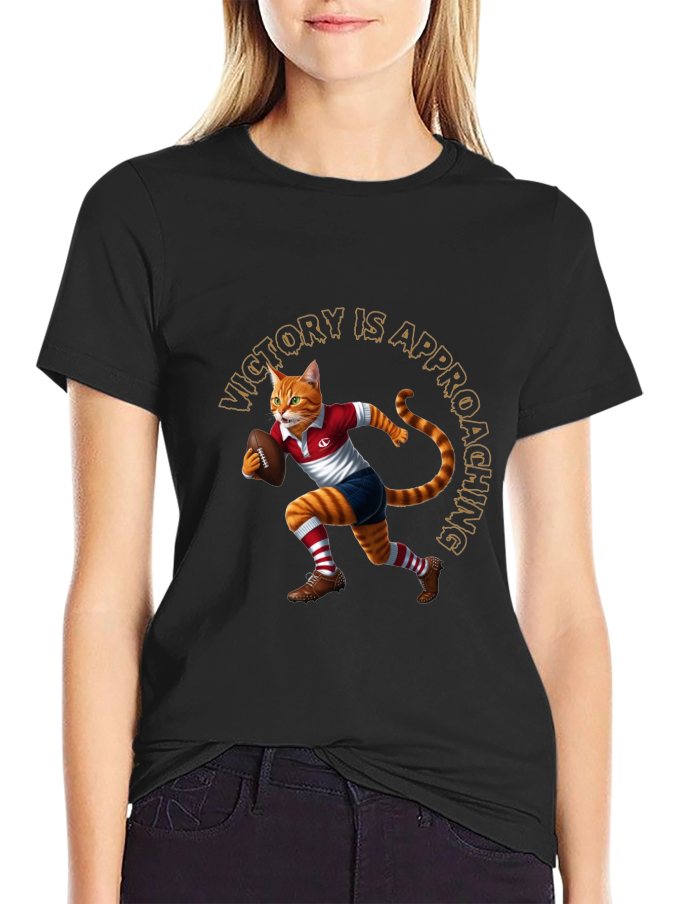 Rugby Cat Graphic Tee - Victory is Approaching