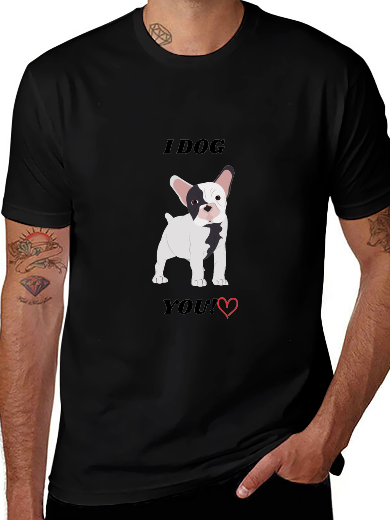I Dog You T-Shirt Black Bulldog Graphic Tee