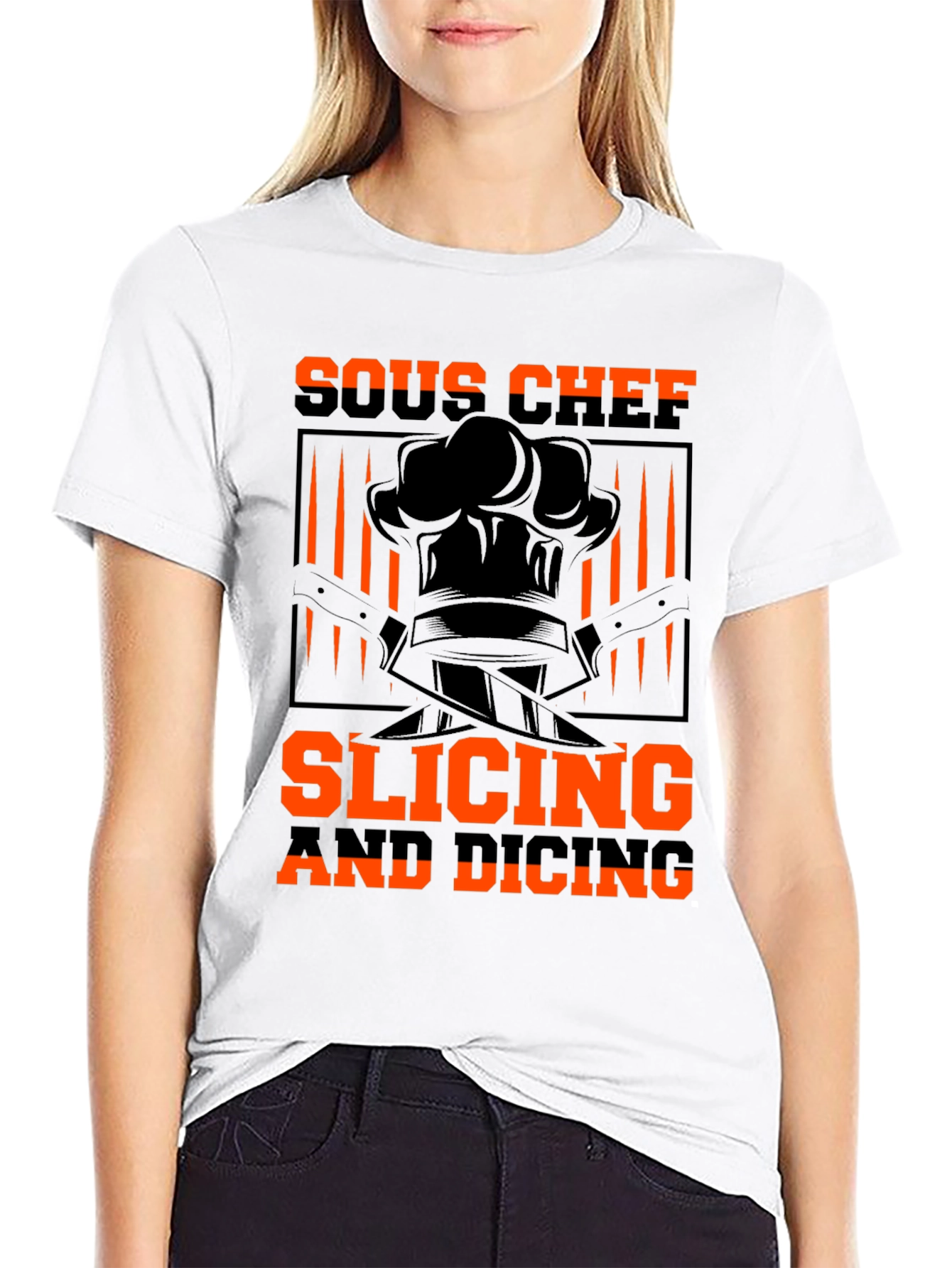 Sous Chef Slicing and Dicing Black T-Shirt