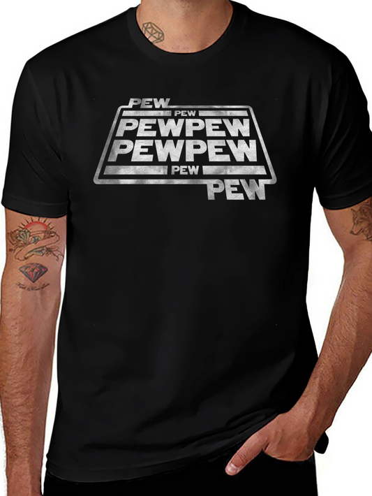 Pew Pew Star Wars Inspired Graphic T-Shirt - Black Cotton Tee