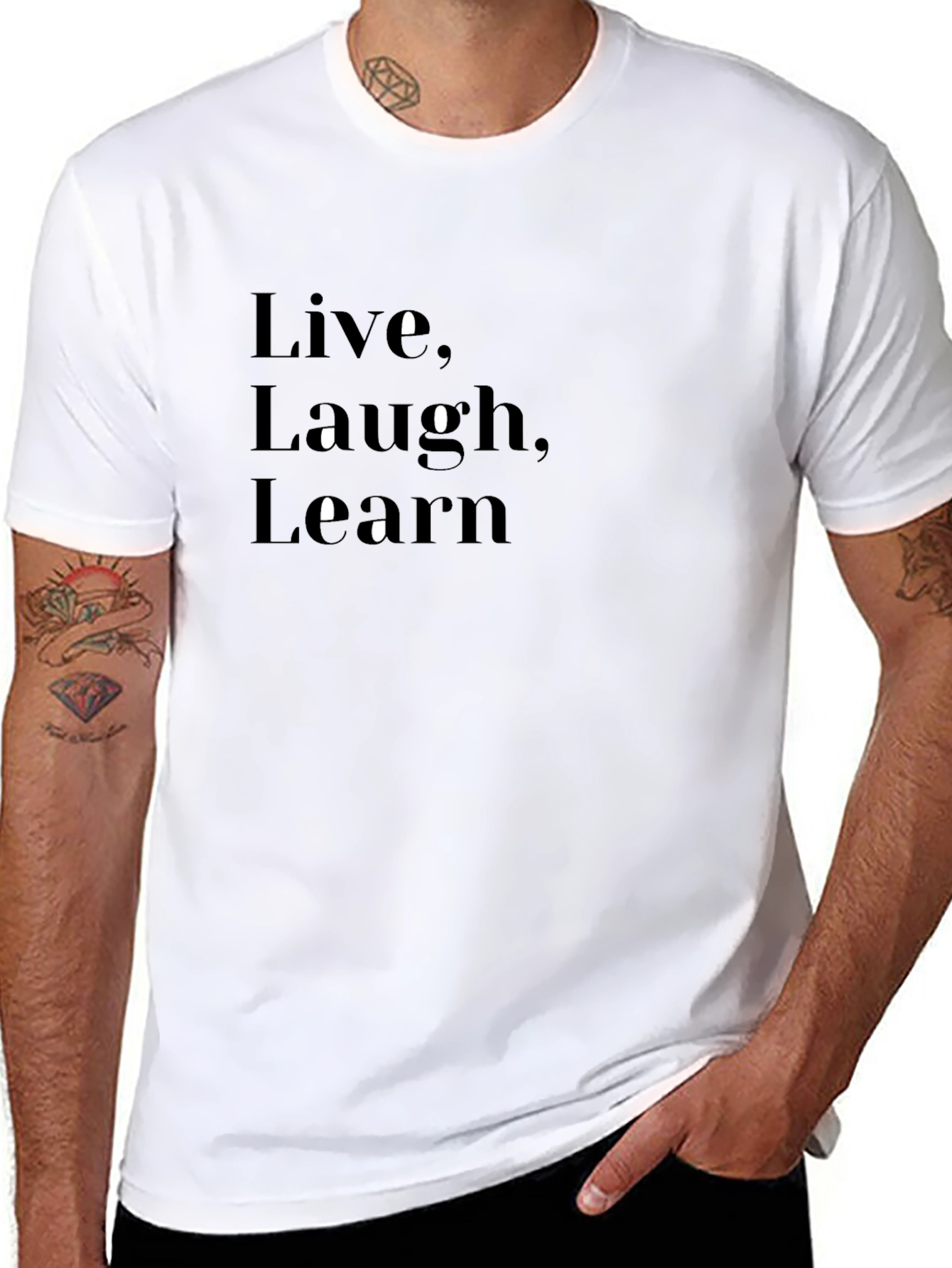 Live Laugh Learn Black Graphic Tee