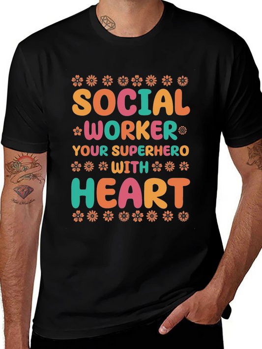 Social Worker Superhero T-Shirt - Floral Design