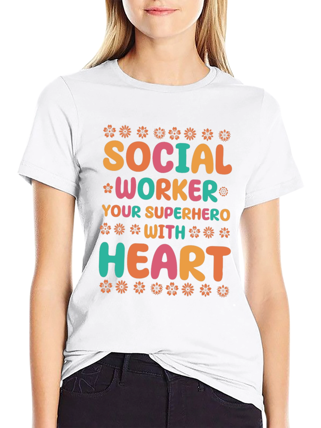Social Worker Superhero T-Shirt - Floral Design