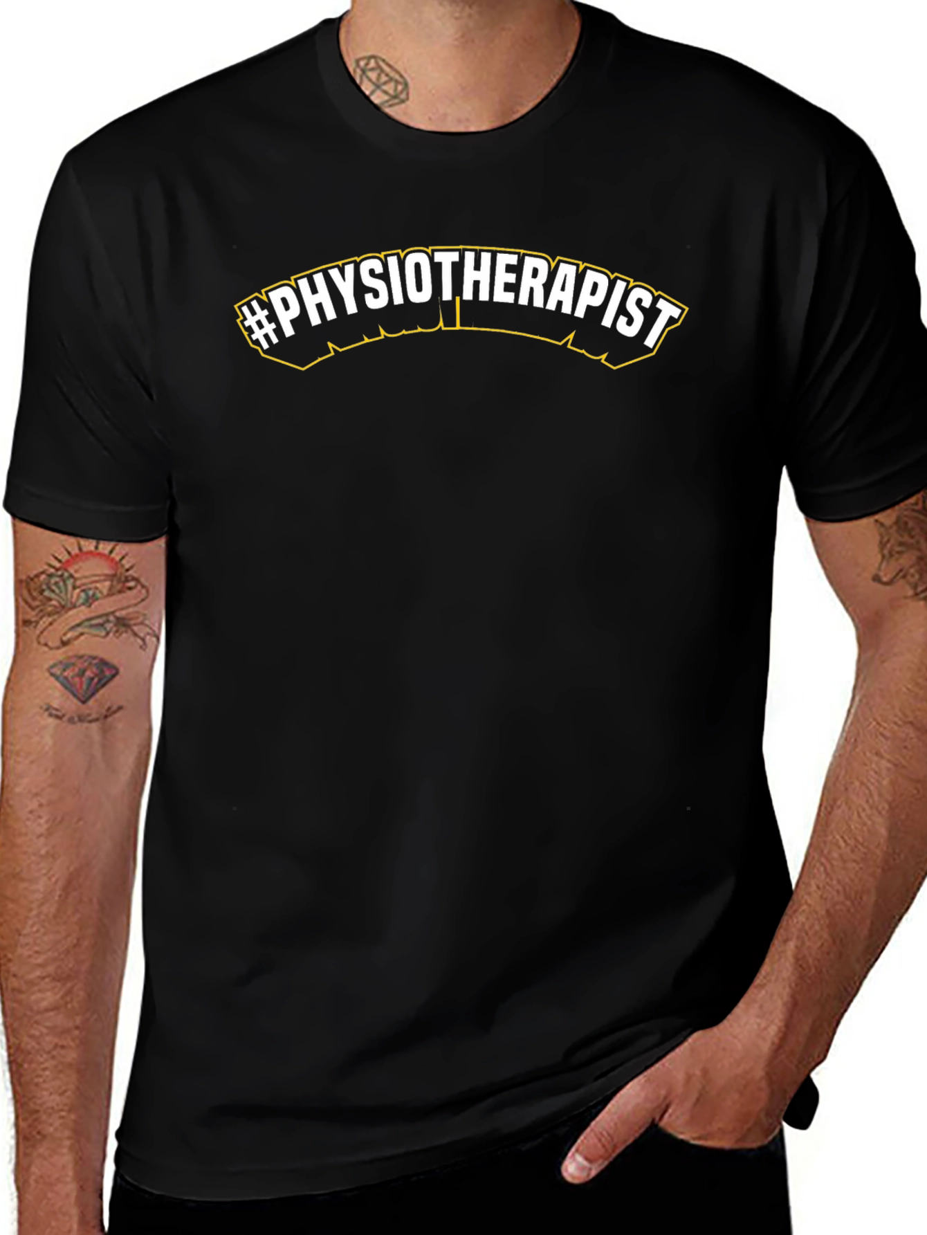 #Physiotherapist Black T-Shirt - Medical Professional Apparel