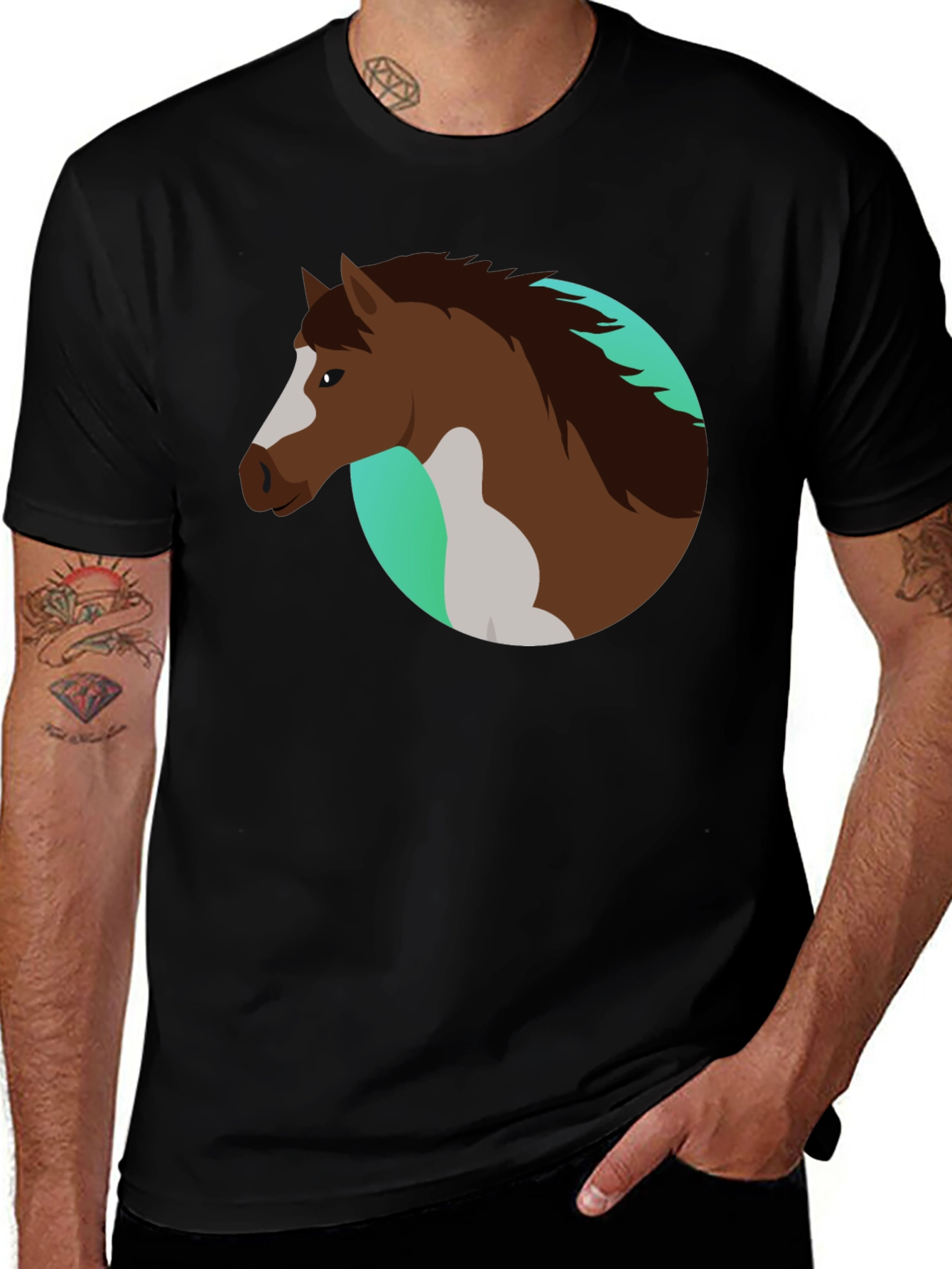 Horse Graphic Black T-Shirt - Equestrian Style