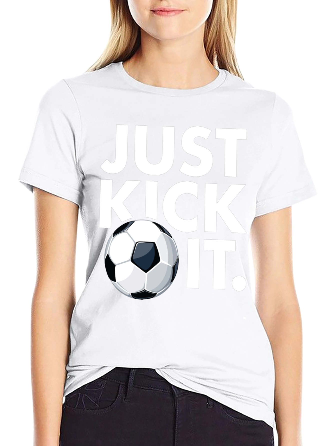 Just Kick It Soccer T-Shirt - Black Graphic Tee