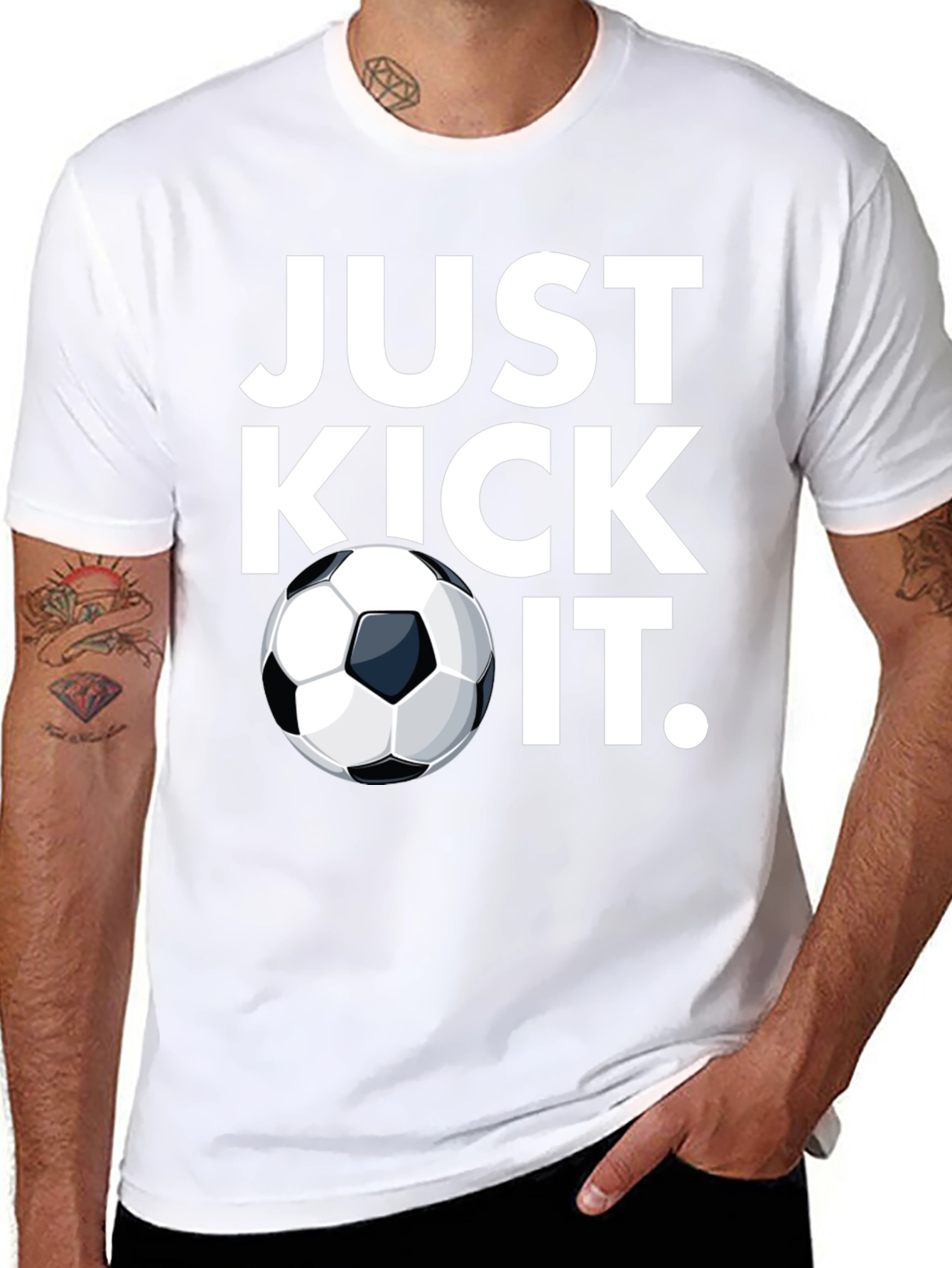 Just Kick It Soccer T-Shirt - Black Graphic Tee
