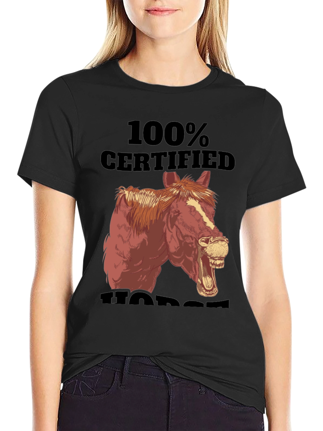 100% Certified Horse T-Shirt Funny Animal Graphic Tee
