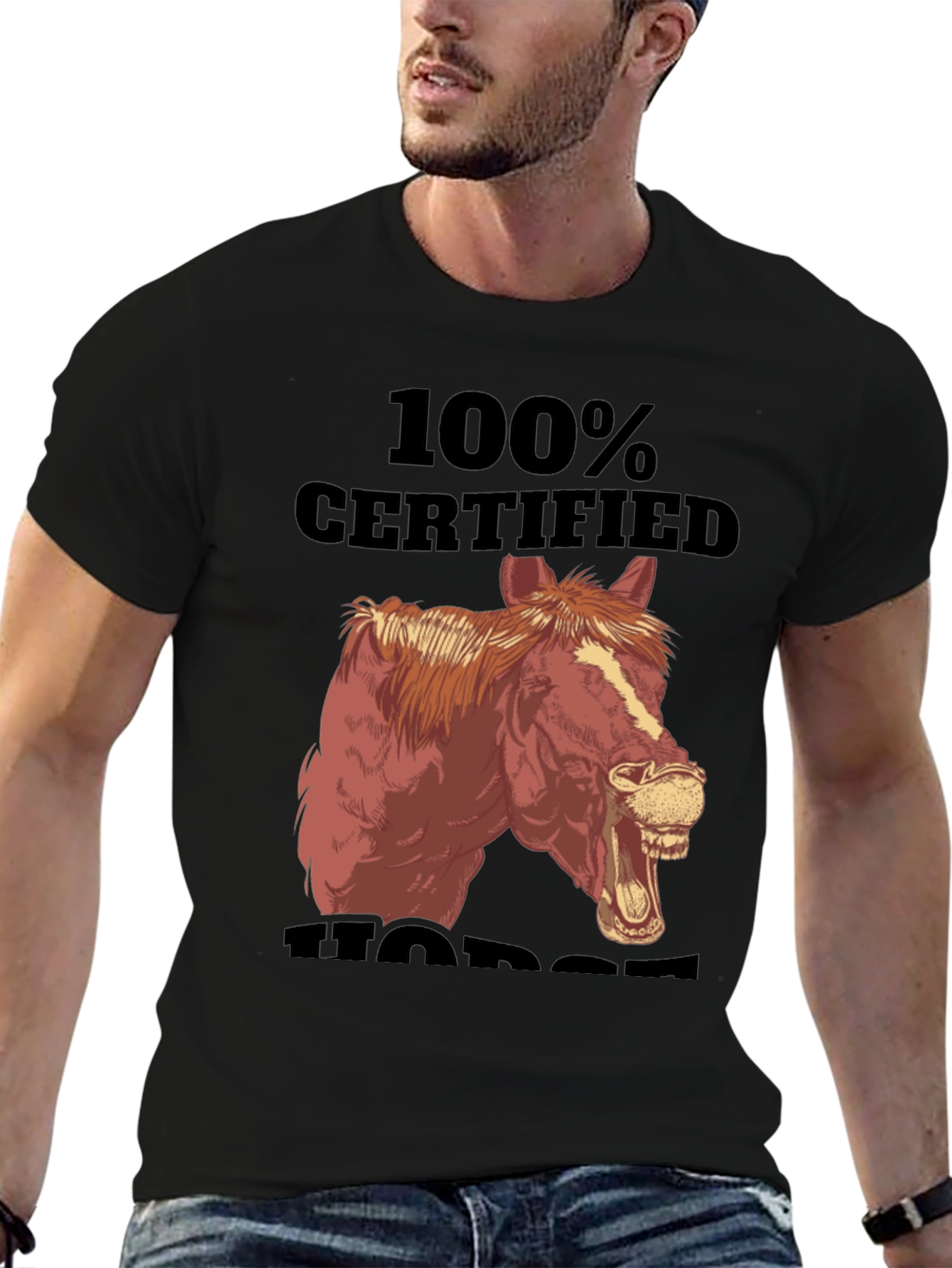100% Certified Horse T-Shirt Funny Animal Graphic Tee