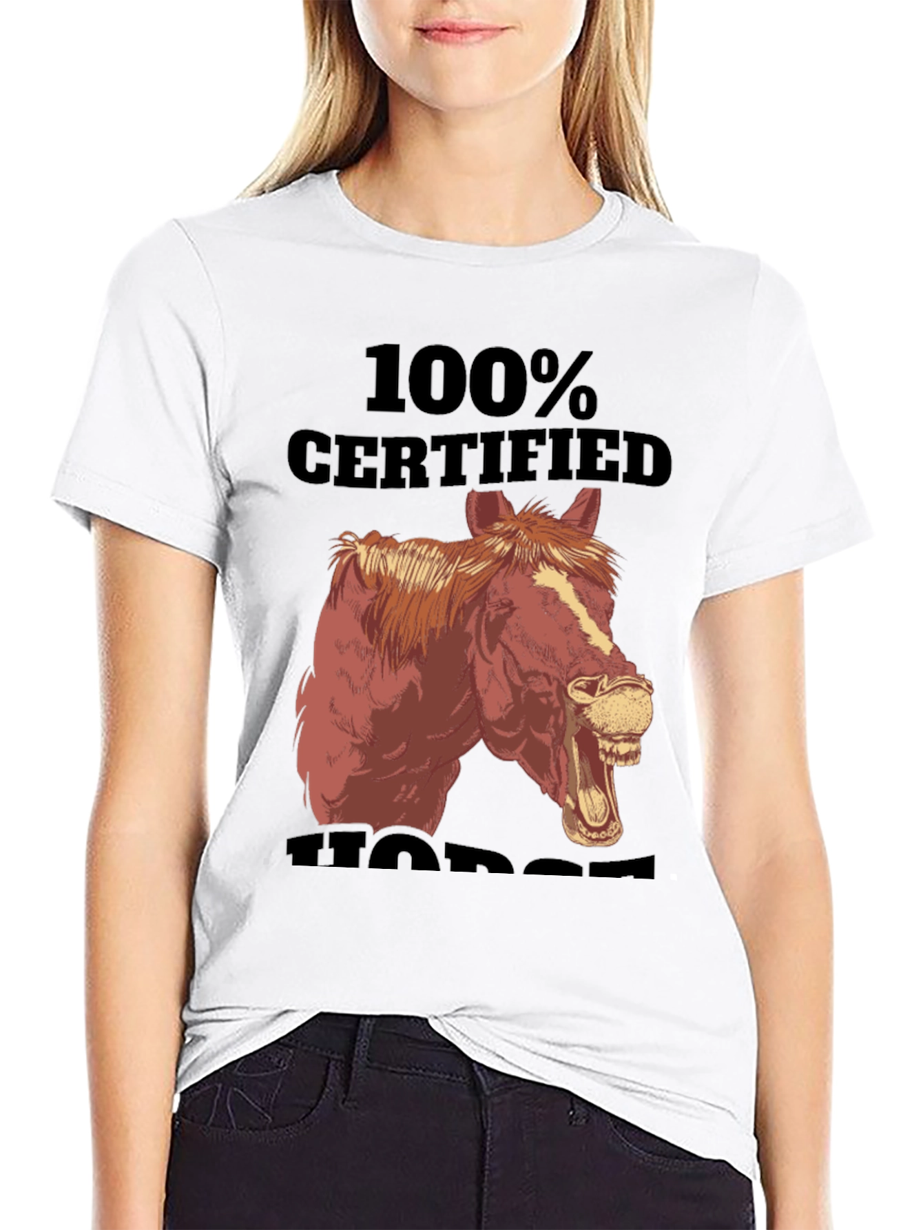 100% Certified Horse T-Shirt Funny Animal Graphic Tee