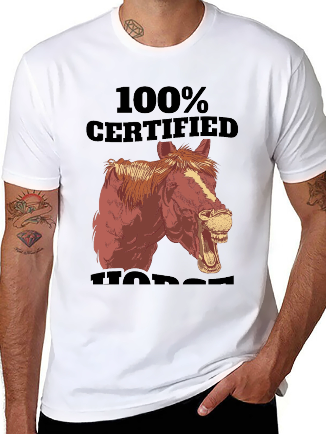 100% Certified Horse T-Shirt Funny Animal Graphic Tee