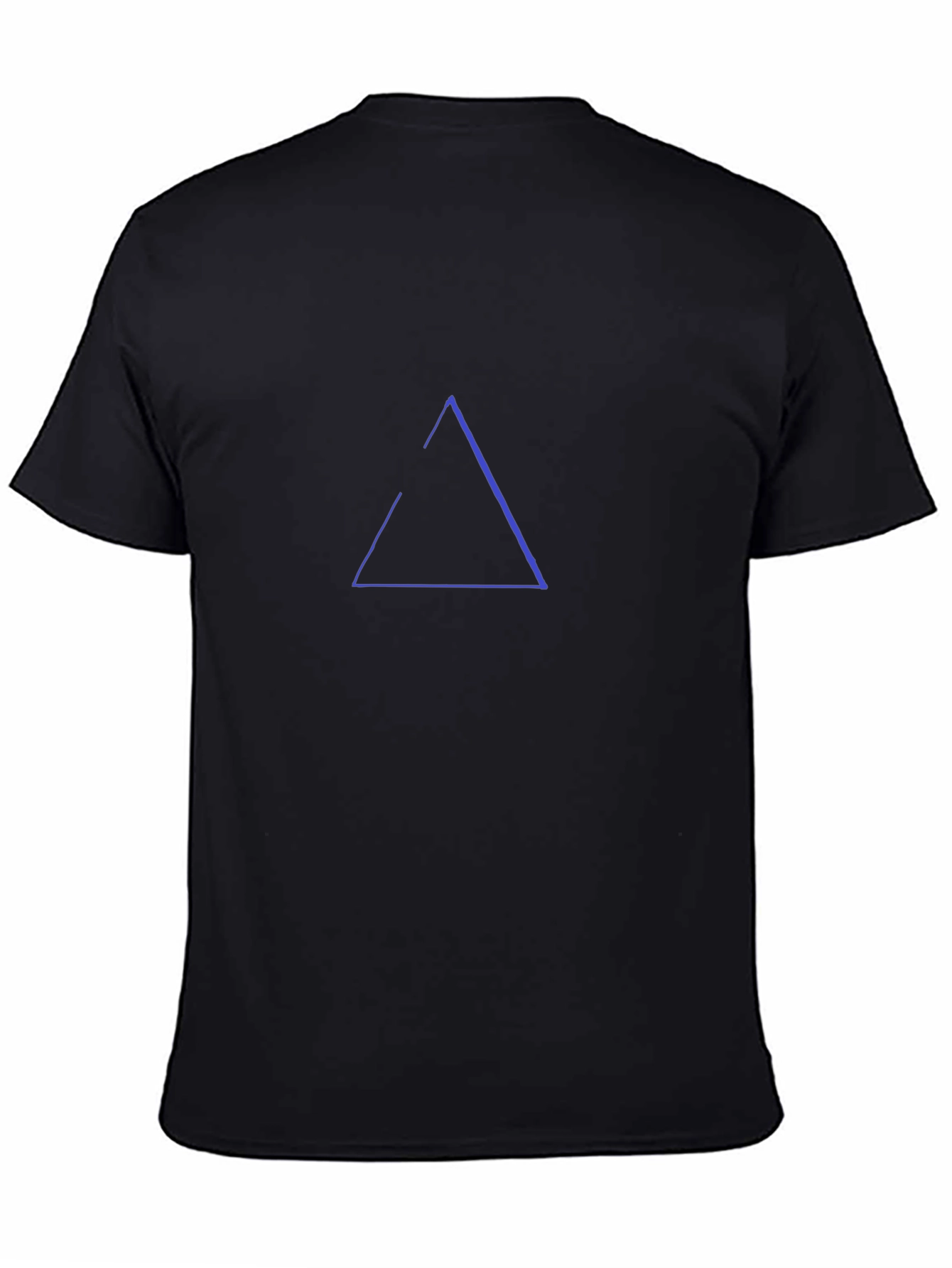 Minimalist Blue Triangle Graphic Black T-Shirt