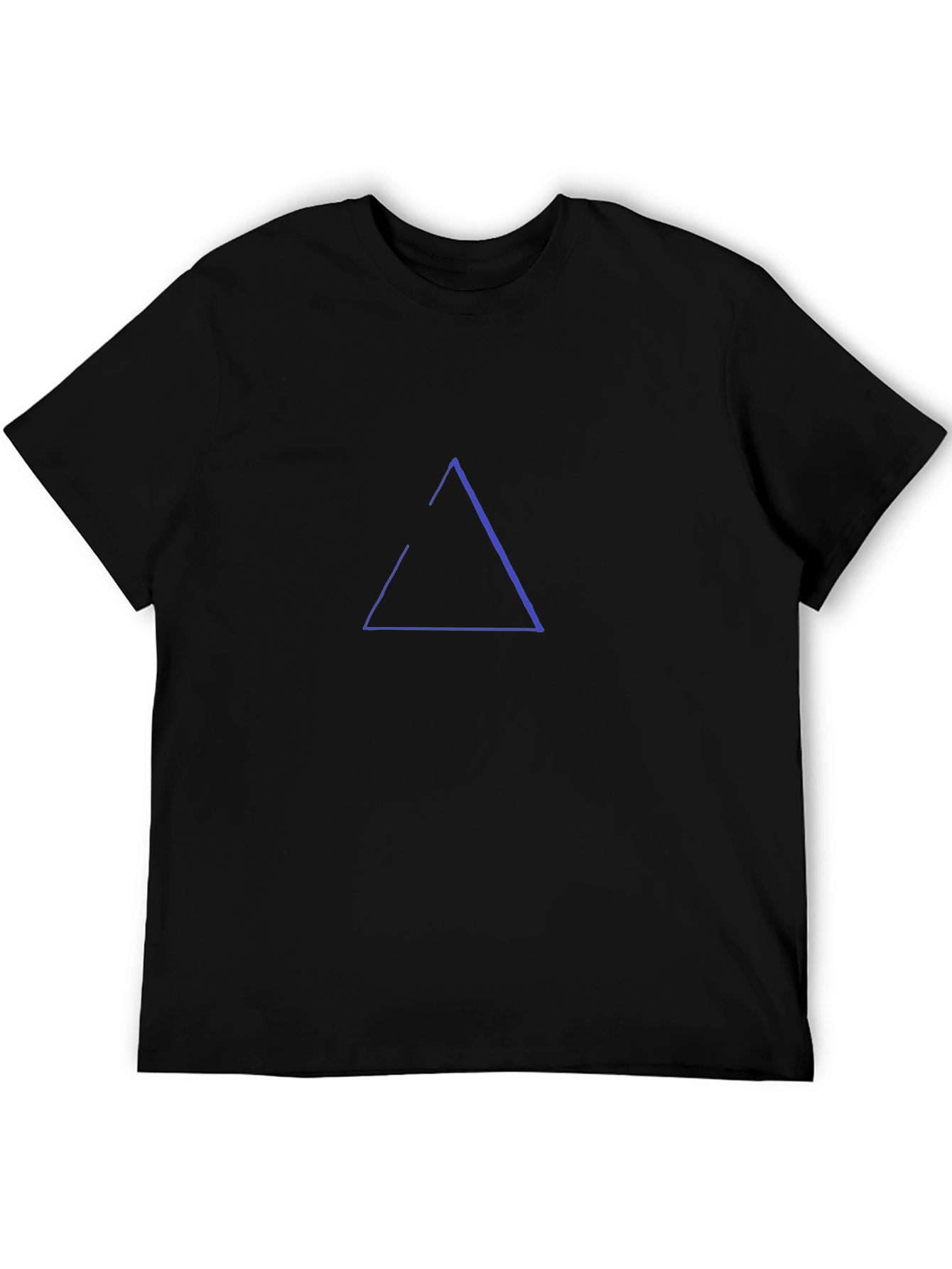 Minimalist Blue Triangle Graphic Black T-Shirt
