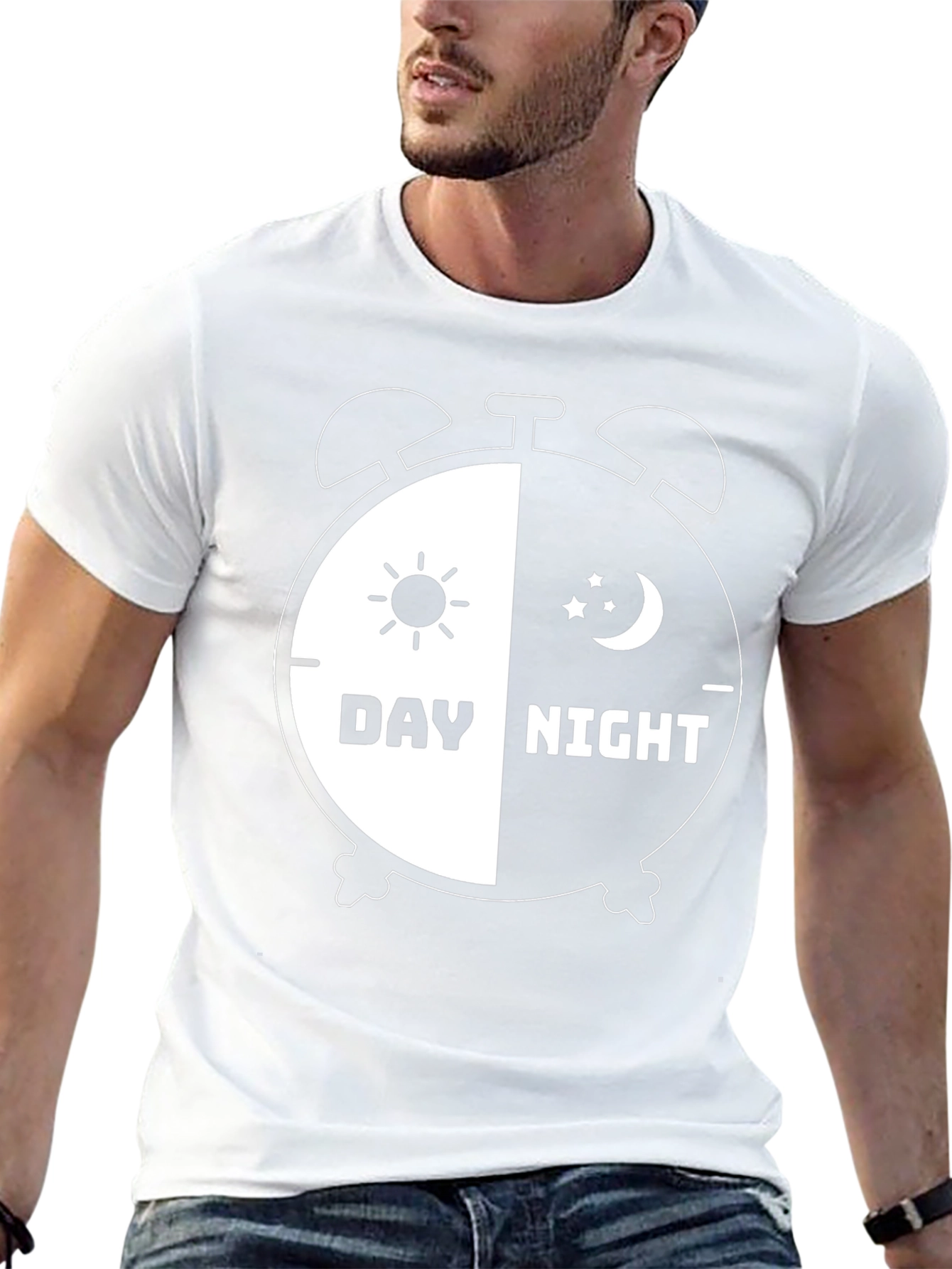 Day and Night Alarm Clock Graphic T-Shirt