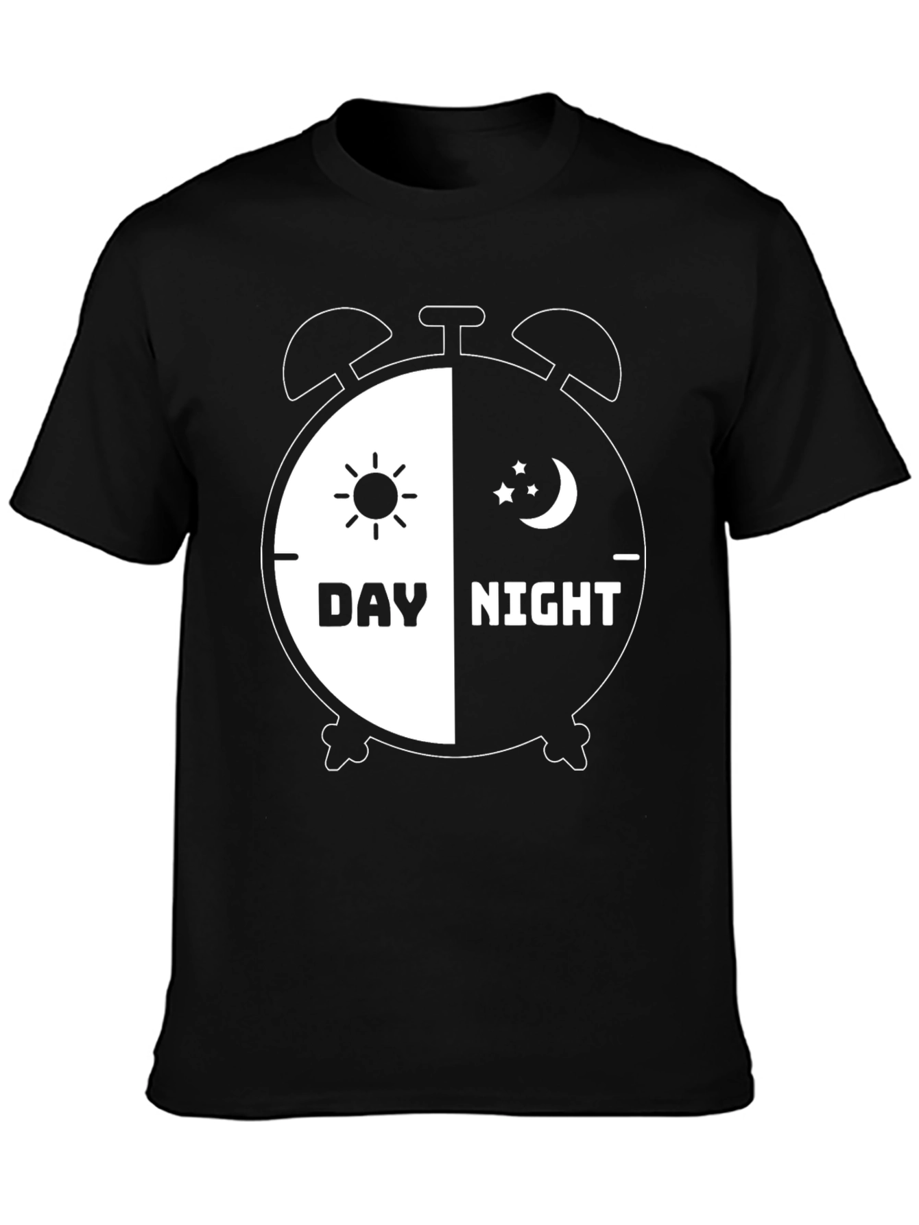 Day and Night Alarm Clock Graphic T-Shirt